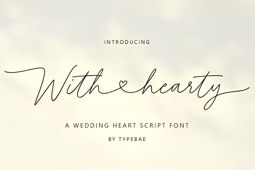 Avec police Hearty Script — Ligature de coeur élégante, création de mariage et de logo