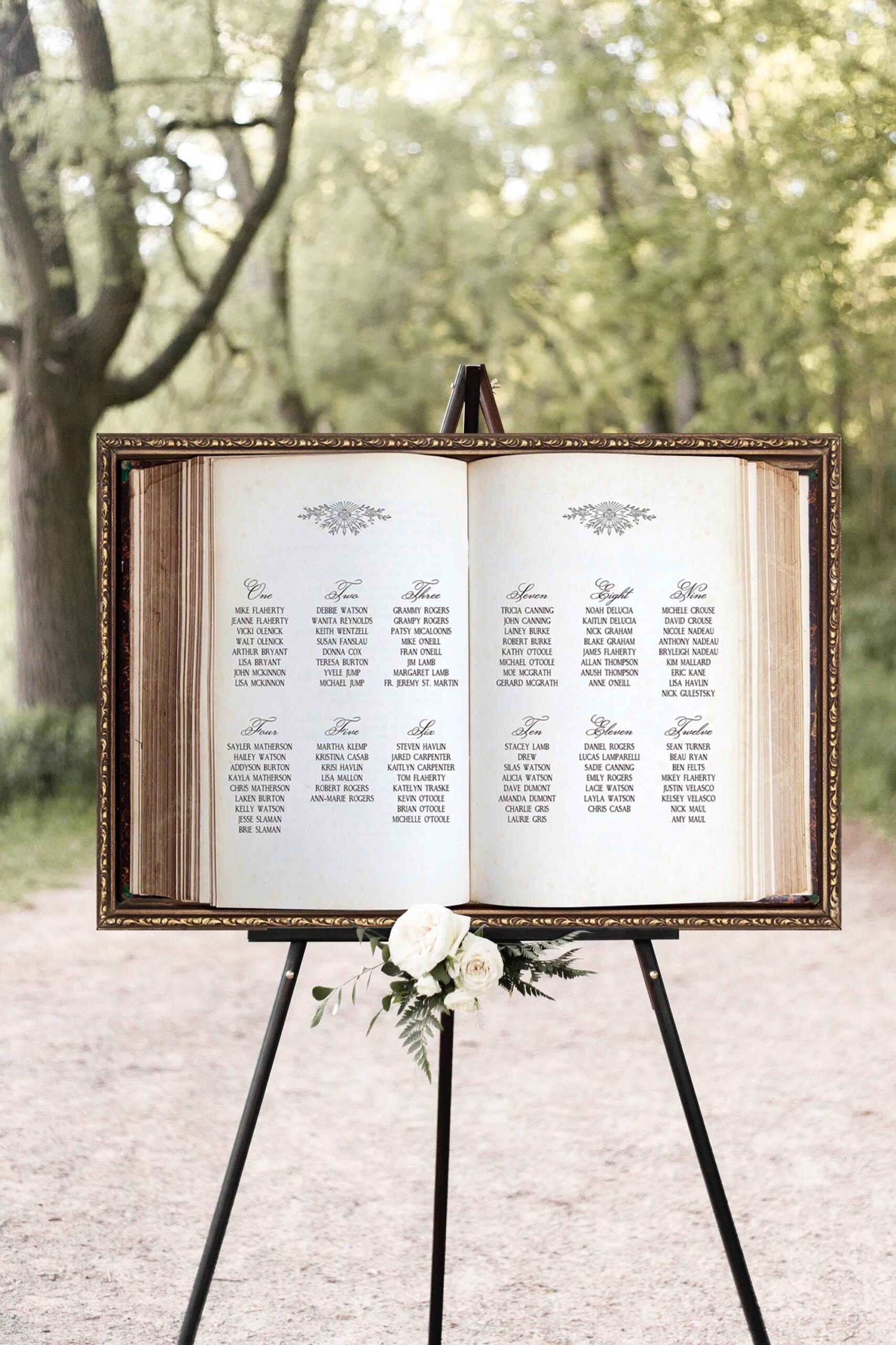 Storybook Seating Chart with an Elegant Neutral Color Scheme, Fairytale Wedding or Bridal Shower, V