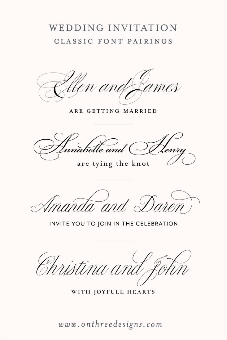 On Three Designs — Our all-time favorite fonts | Wedding fonts, Free cursive