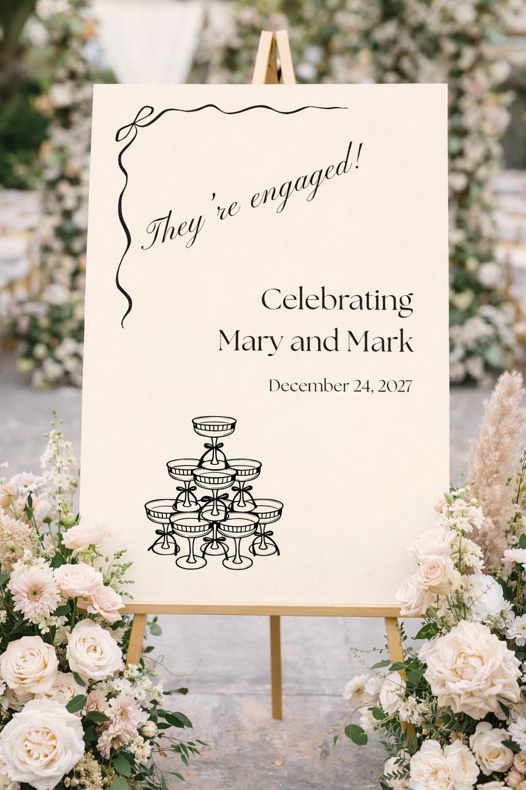 Panneau de bienvenue de fiançailles modifiable | Décoration de fête élégante | Téléchargement numérique sur toile