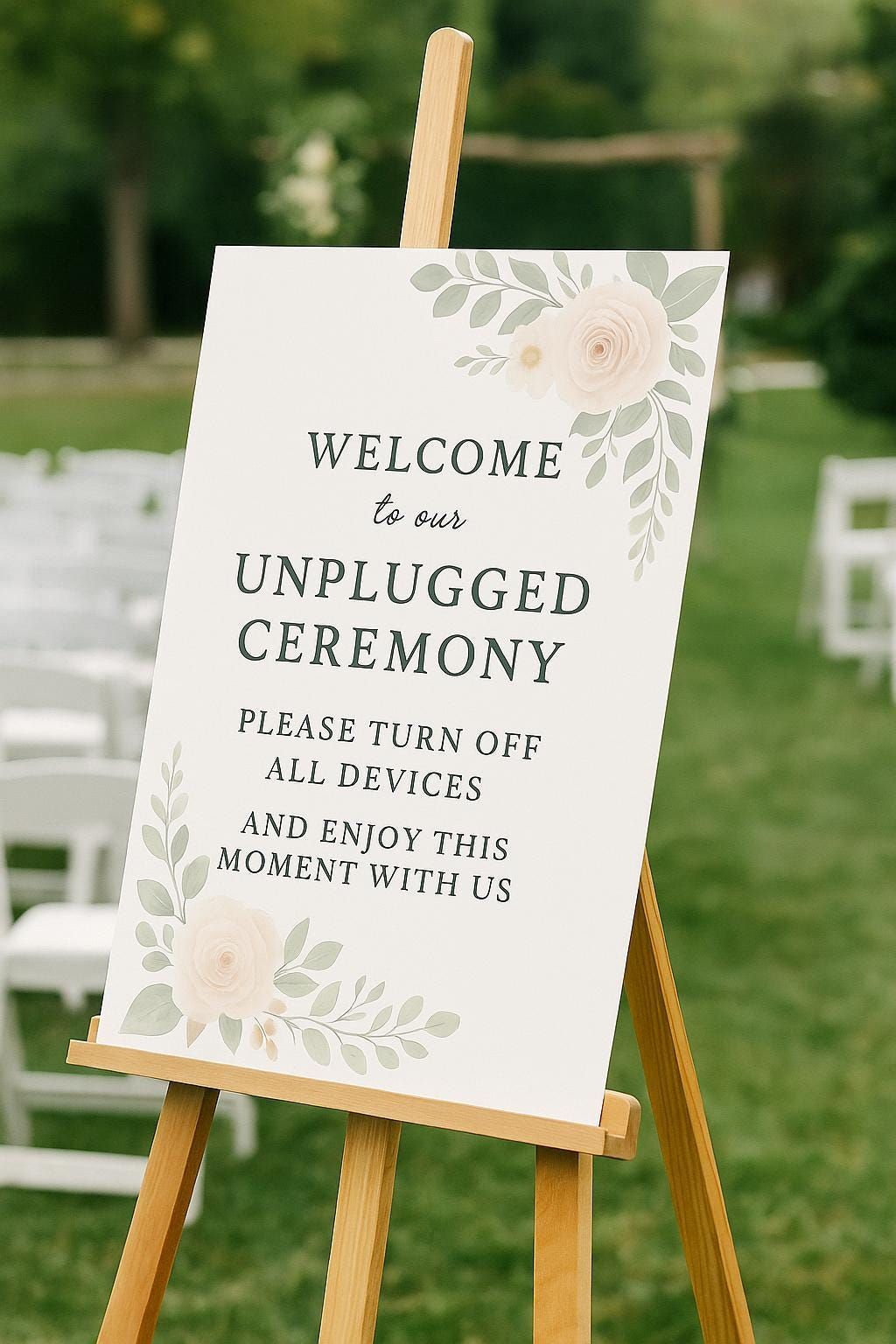 Élégante plaque de cérémonie de mariage débranchée | Plaque de mariage imprimable | Décoration florale minimaliste | Téléchargement PDF