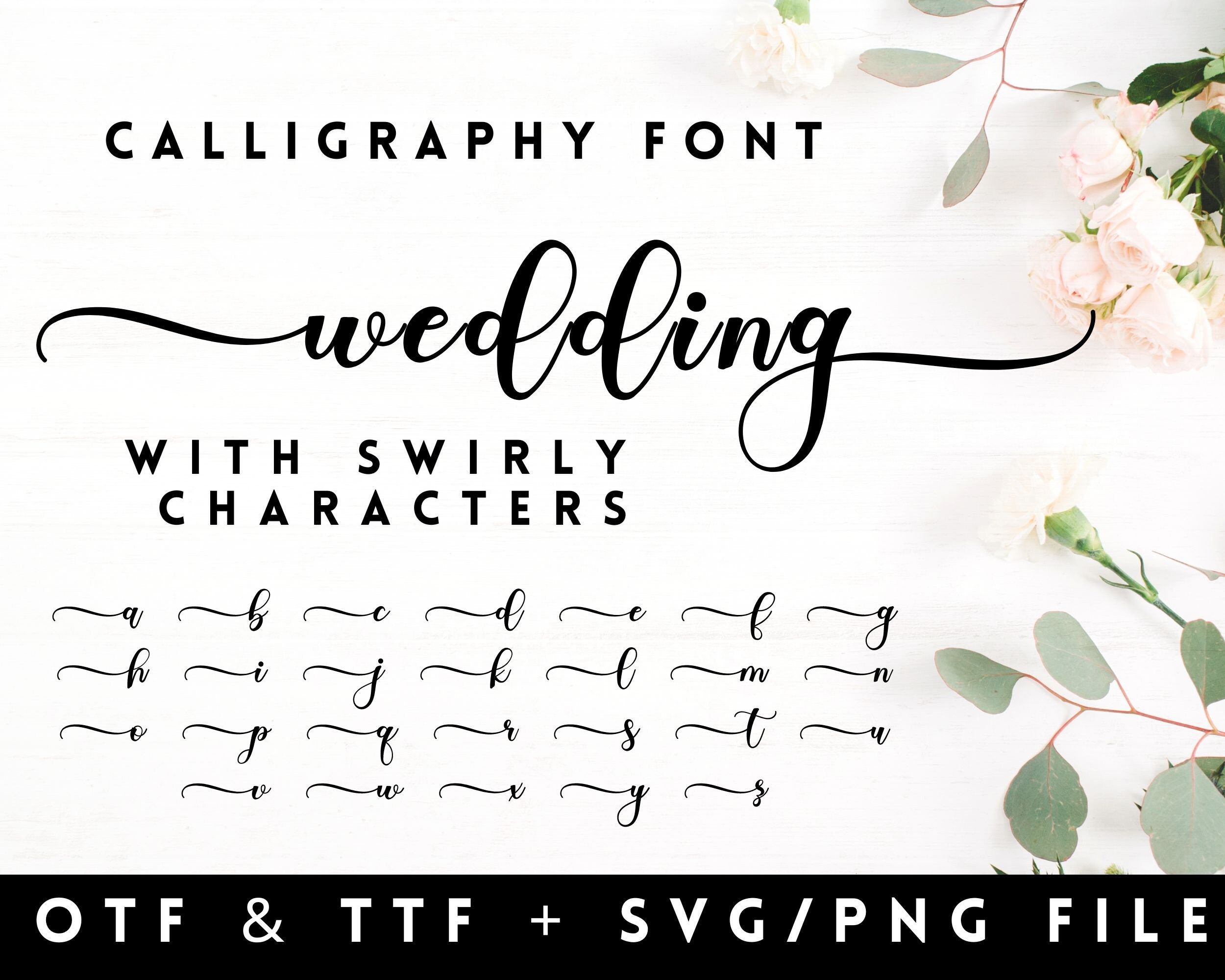 Wedding Font With Tails Cursive Font, Calligraphy Font,  Cut Calligraphy Svg,