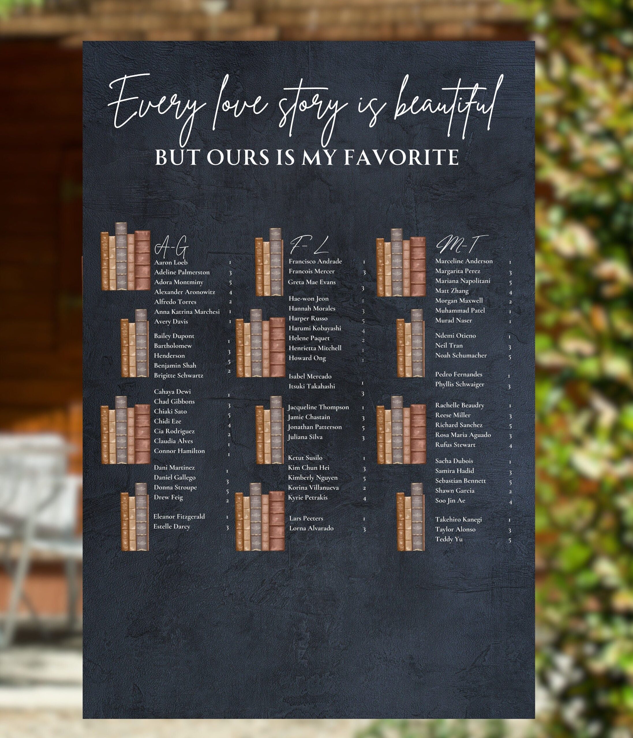 Book Seating Chart Every Love Story Modern Wedding Seating — Etsy