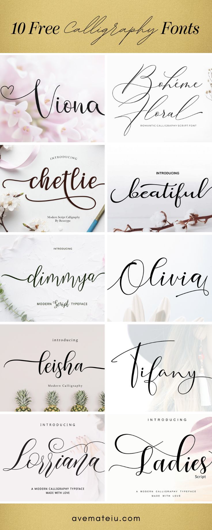 10 New FREE Beautiful Calligraphy Fonts – Part 3