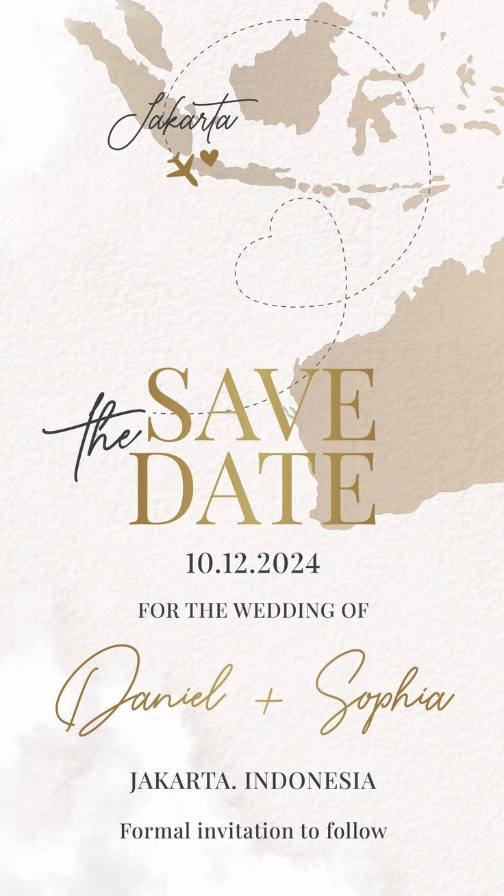 Elegant Destination Wedding Save the Date: World Map & Travel Video Invitation