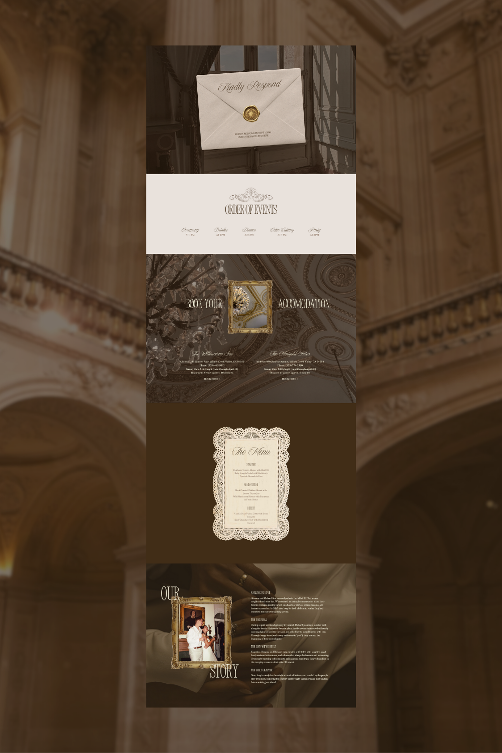 Wedding Website Template | Timeless One-Page Wedding Website | Digital Wedding Invitation