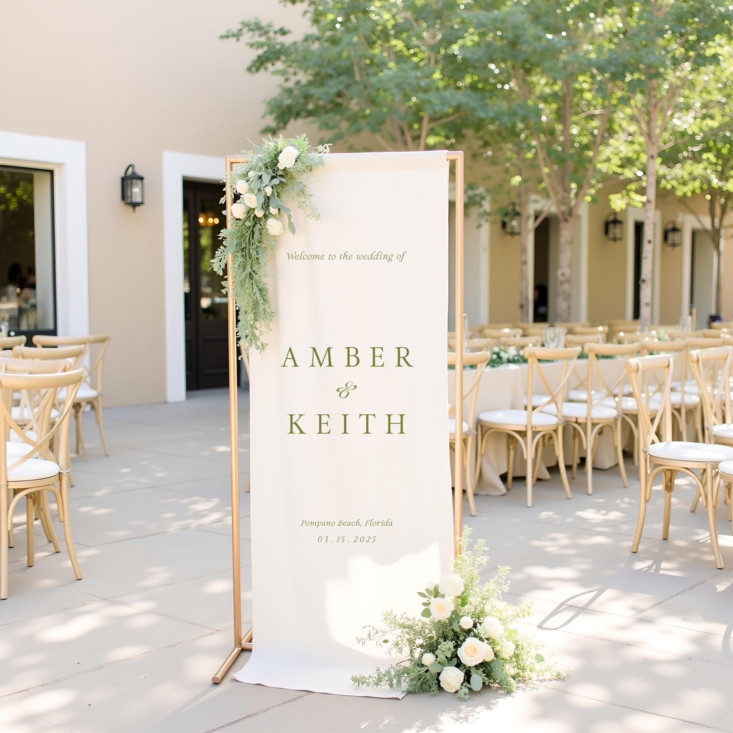 Décoration lunatique de cérémonie en tissu pour enseigne d’entrée de mariage