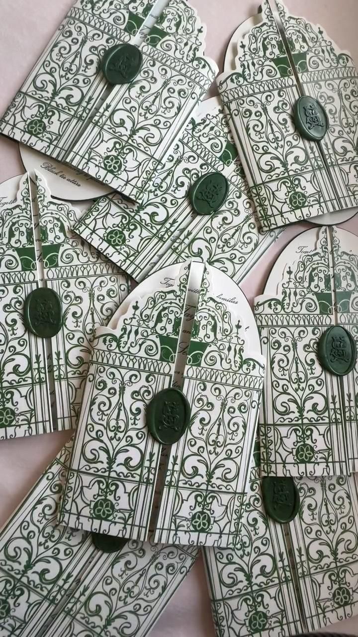 Victorian Wedding Invitation Suite with Gatefold, Wax Seal and Letterpress