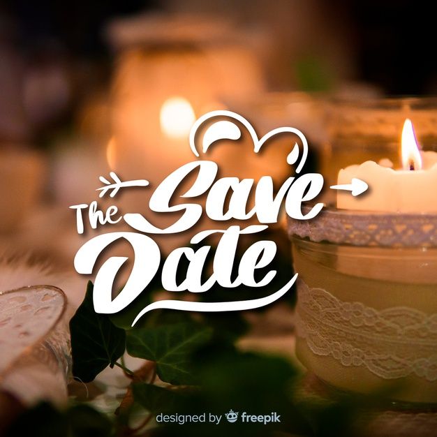 Save the date lettering with photo | Free Vector