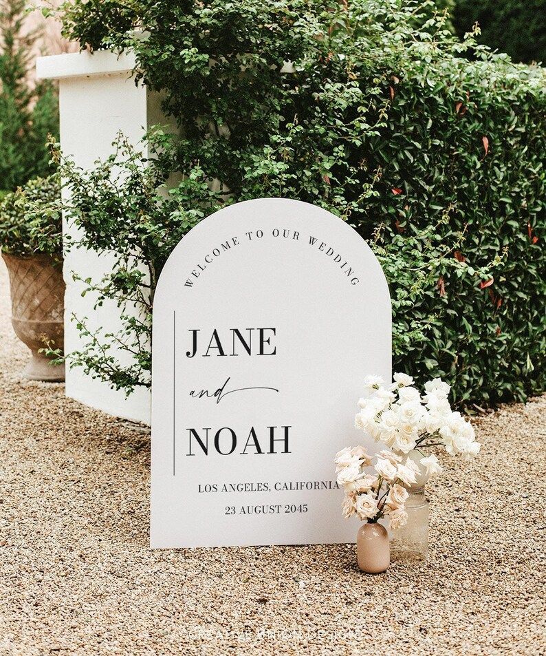 Minimal Aesthetic Arch Wedding Welcome Sign Template, Welcome Wedding Sign, Modern Wedding Signs