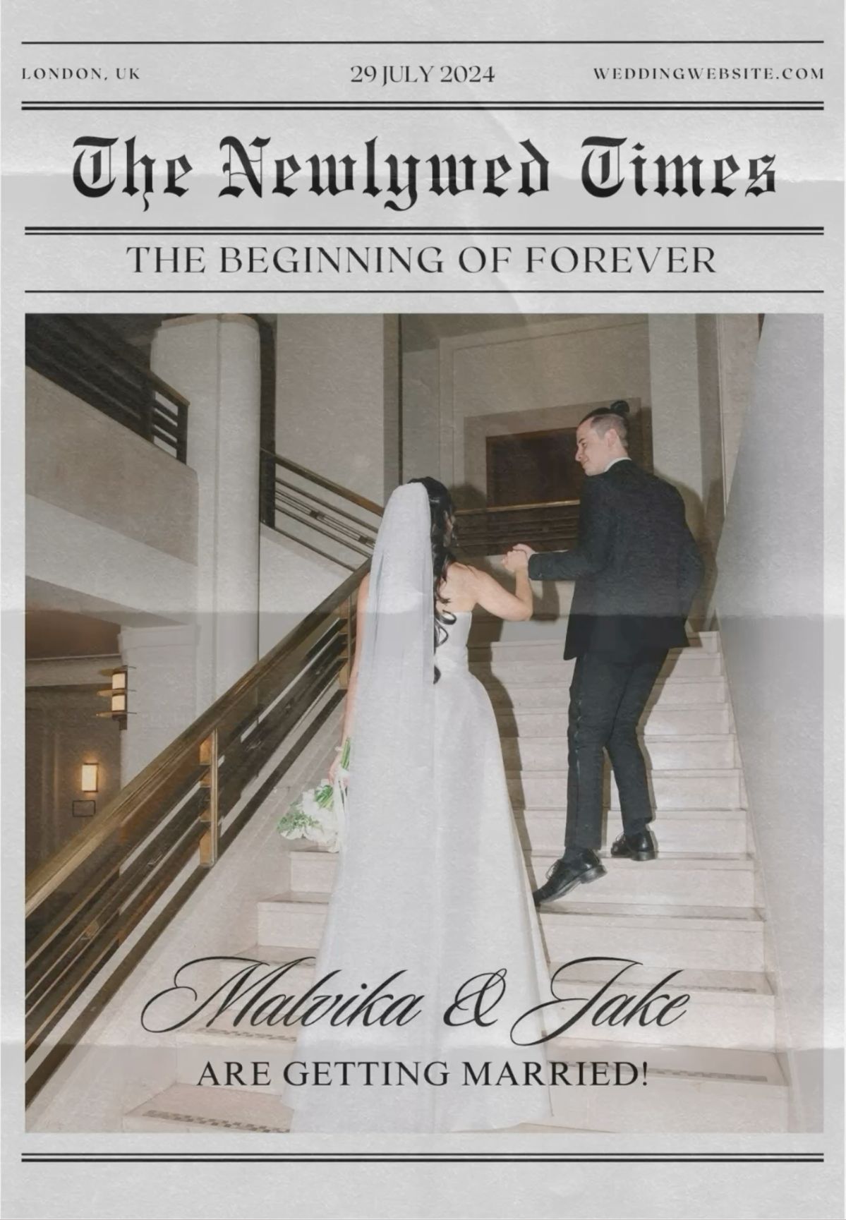 The Newlywed Times: Editable Wedding Newspaper Template with Canva!