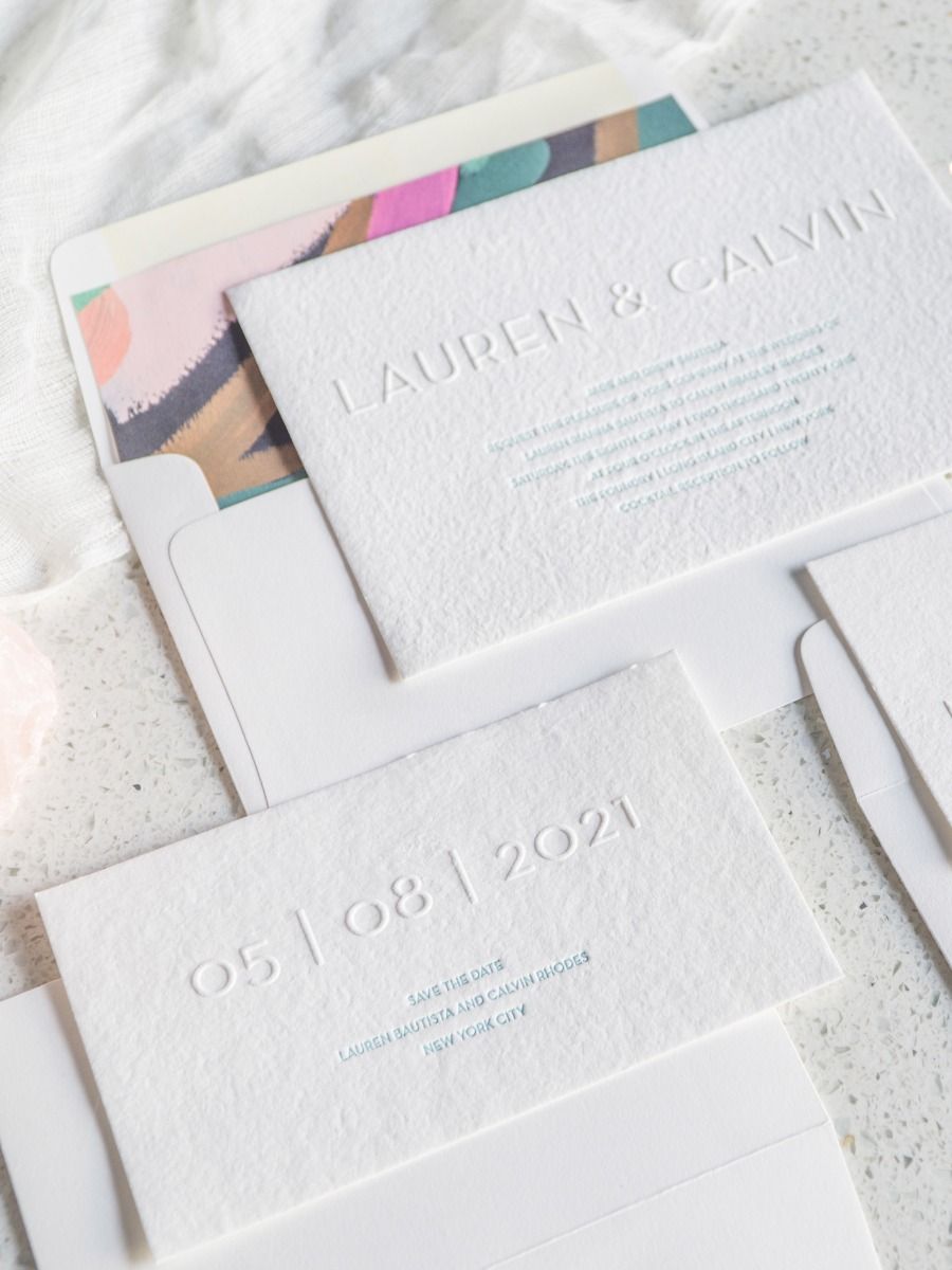 Letterpress Save the Date Card- Lauren Suite