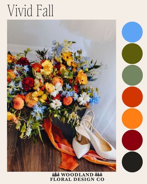 Fall Wedding Color Palette-Oranges, blues, greens, terracotta, rust