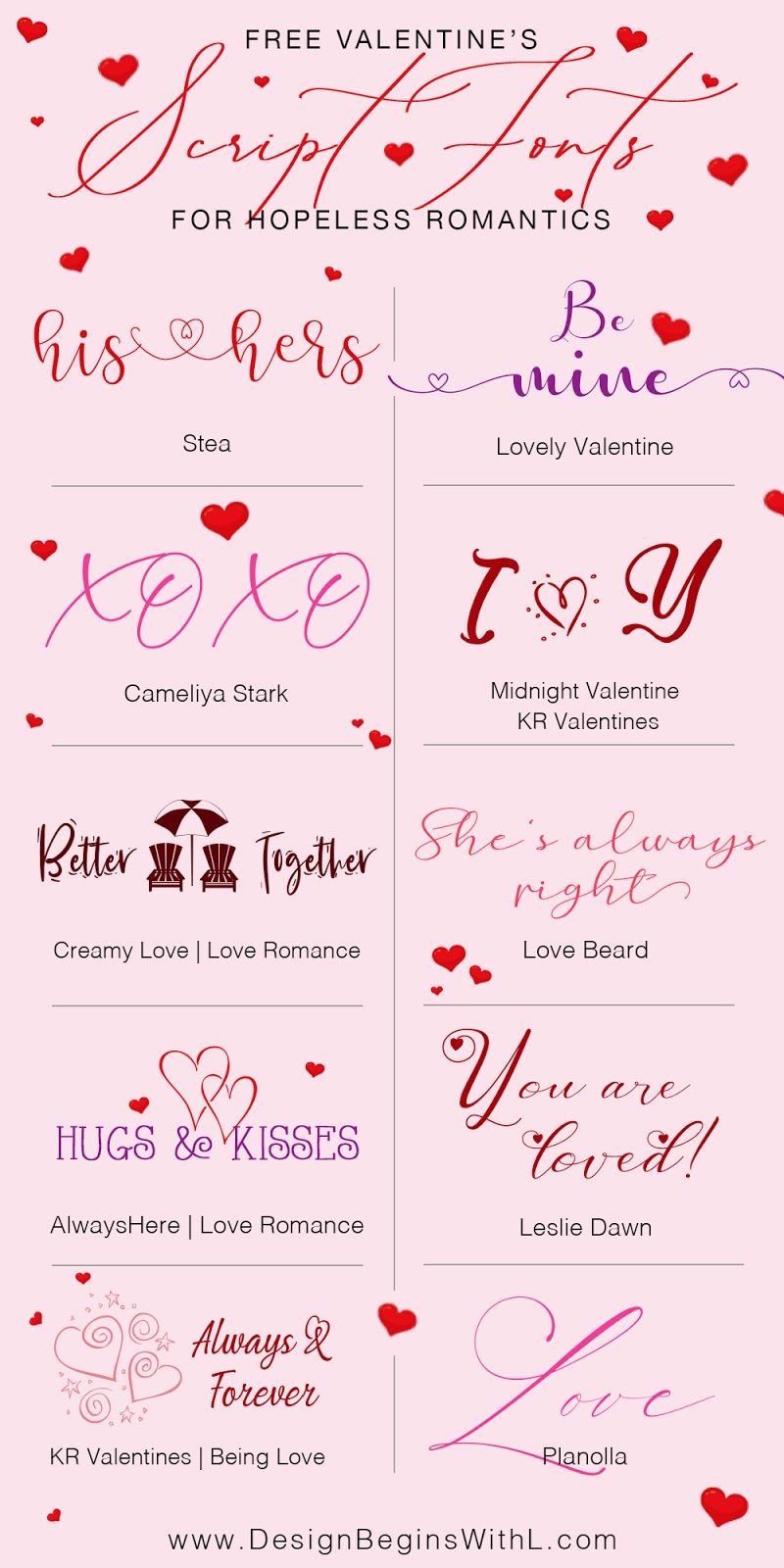 Free Valentine’s Day Fonts for Hopeless Romantics
