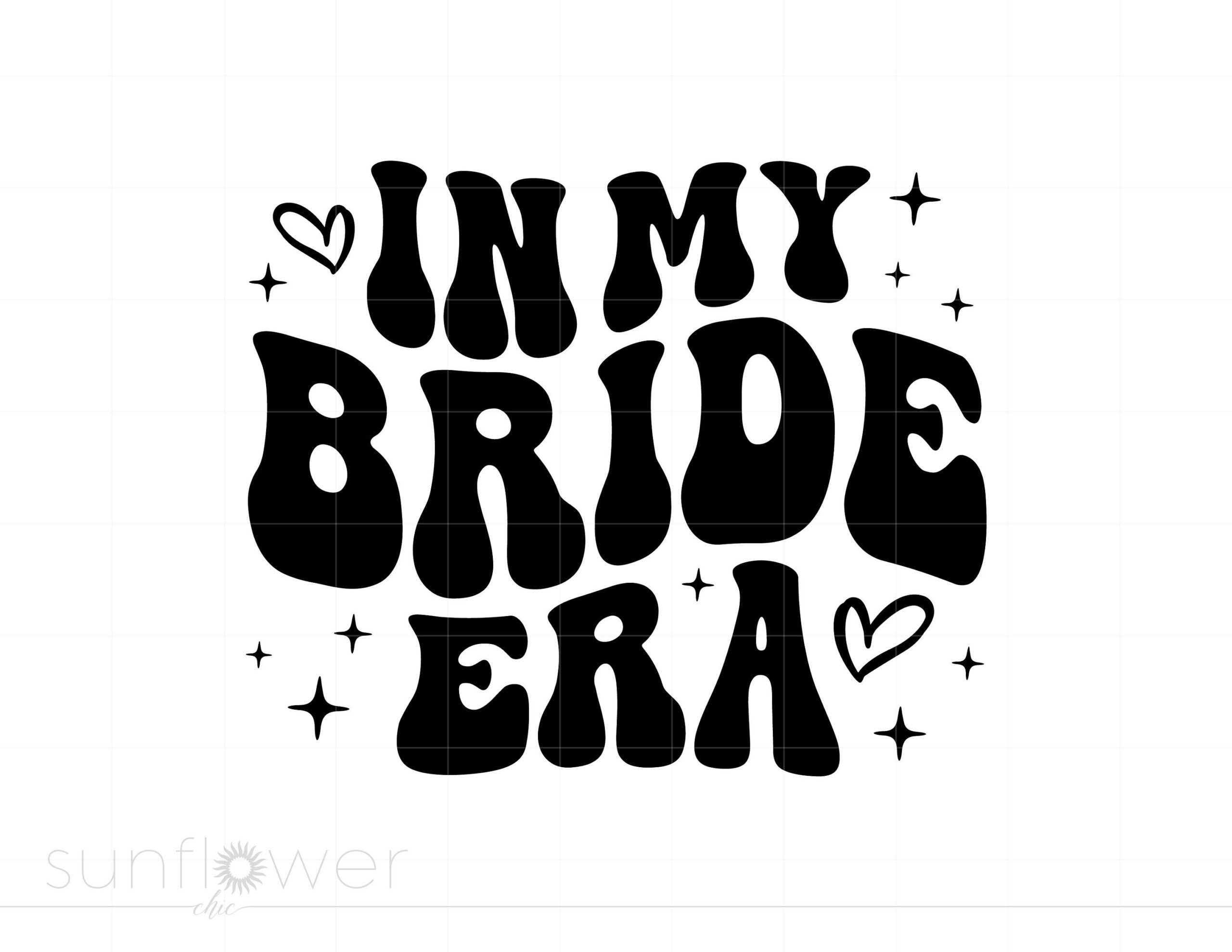 Dans ma mariée époque Svg, lettres groovy mariée chemise Svg, texte ondulé mariage douche nuptiale Svg Png Dxf Cricut Silhouette téléchargement immédiat SC3326
