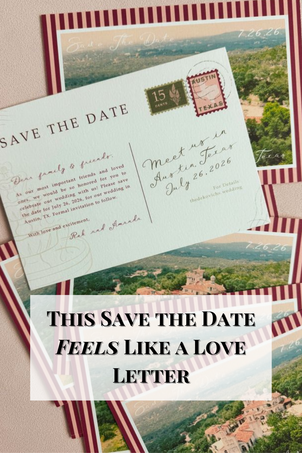 Travel-Inspired Hand-Drawn Save the Date Wedding Invitation