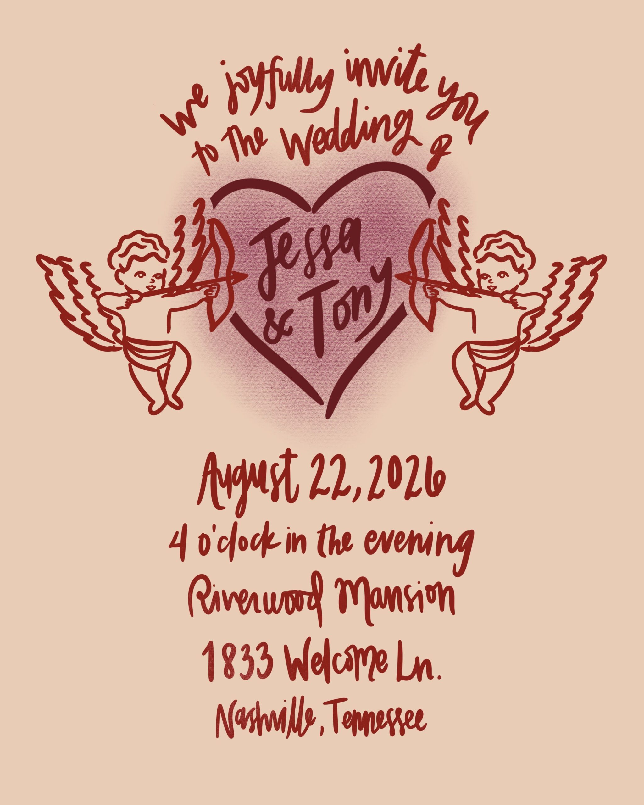 Romantic Cherub Wedding Invitation | Wedding Stationery, we’re getting married | makaycreates