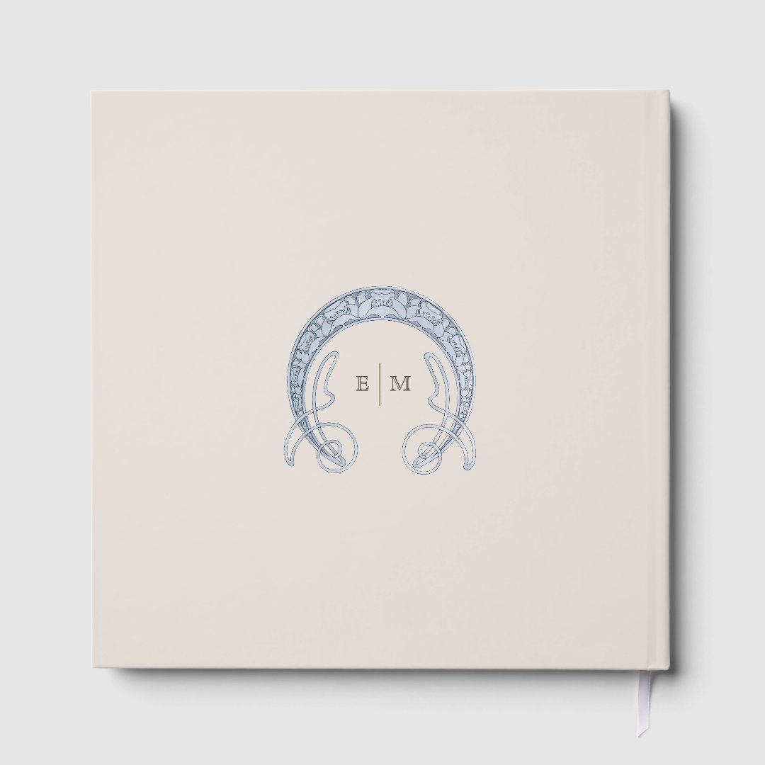 Bougainvillea Blue Gold Wedding Art Nouveau Guest Book
