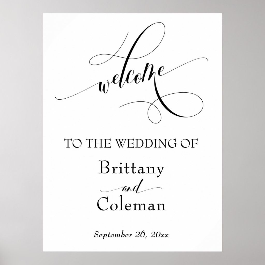 Elaborate Typography Simple Wedding Welcome Sign
