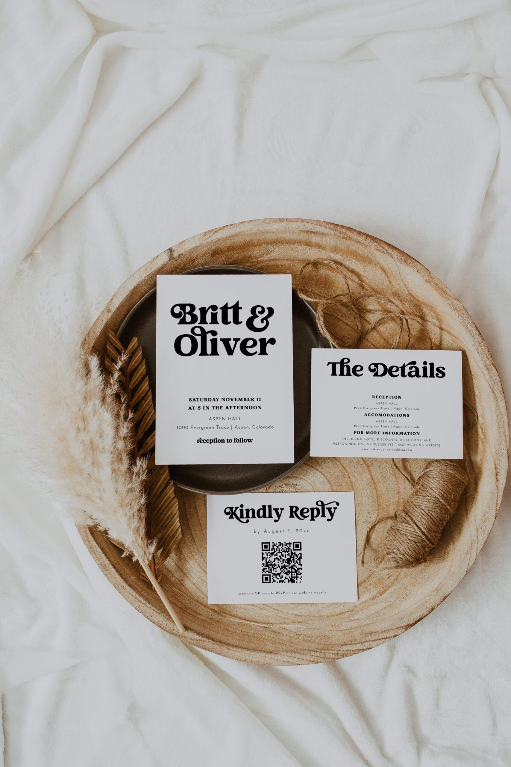 Retro Wedding Invitation Suite, Boho Wedding Invitation Template, Modern Retro Editable Wedding Invite, Unique Wedding Invitations CHARLI