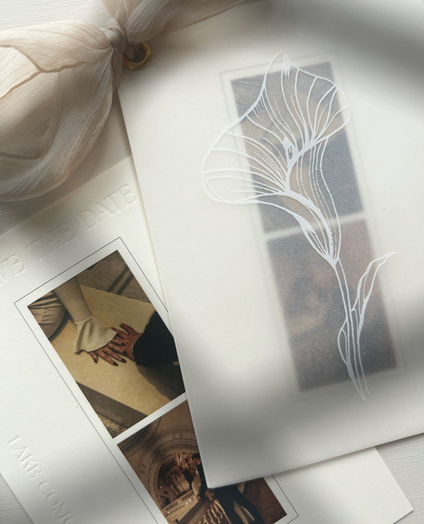 Embossed Save The Date with Vellum Layer