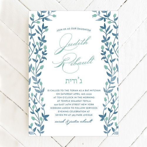 Vintage Vines Bat Mitzvah Invitations by Basic Invite