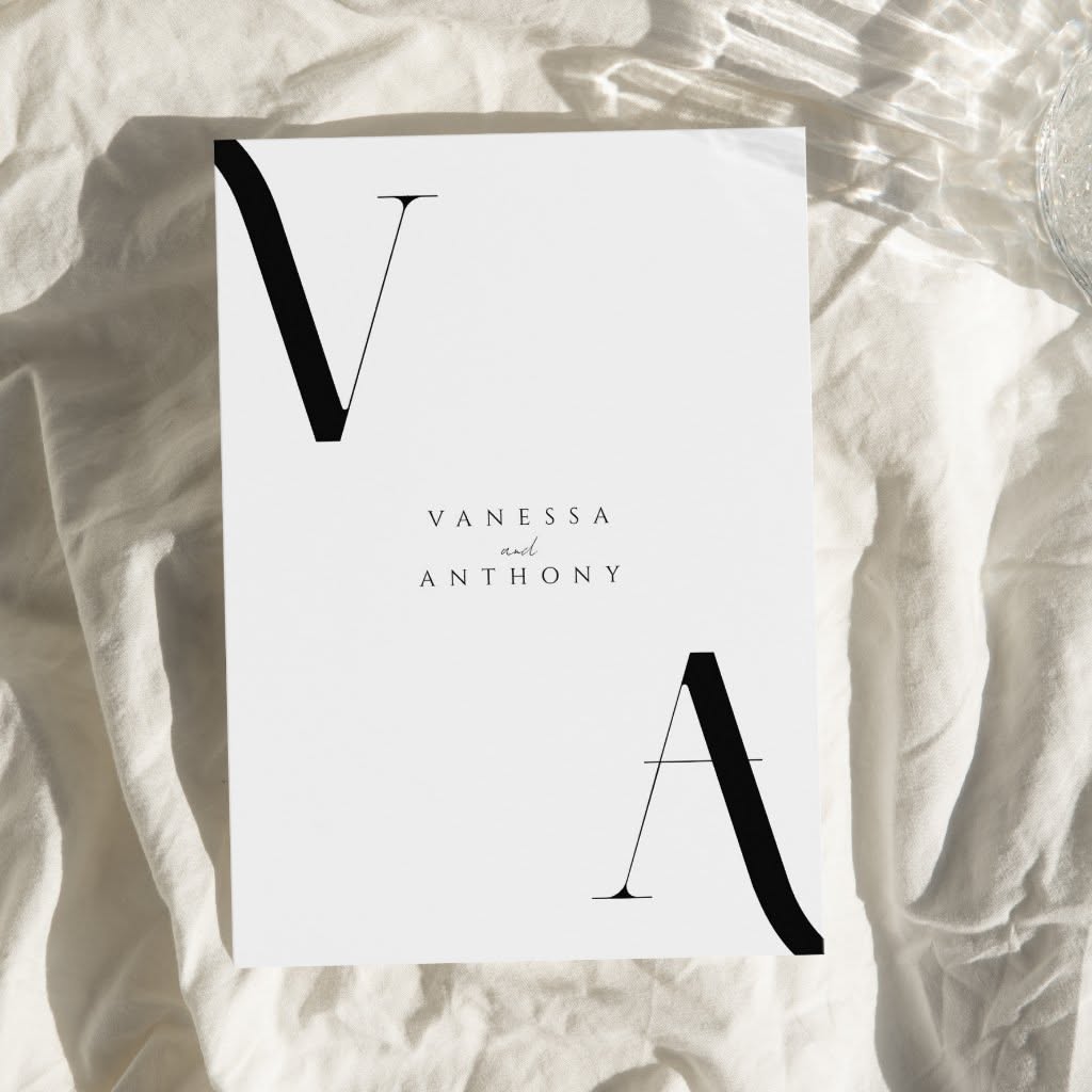 Elegant Modern Minimalist Black and White Wedding Invitation | Zazzle