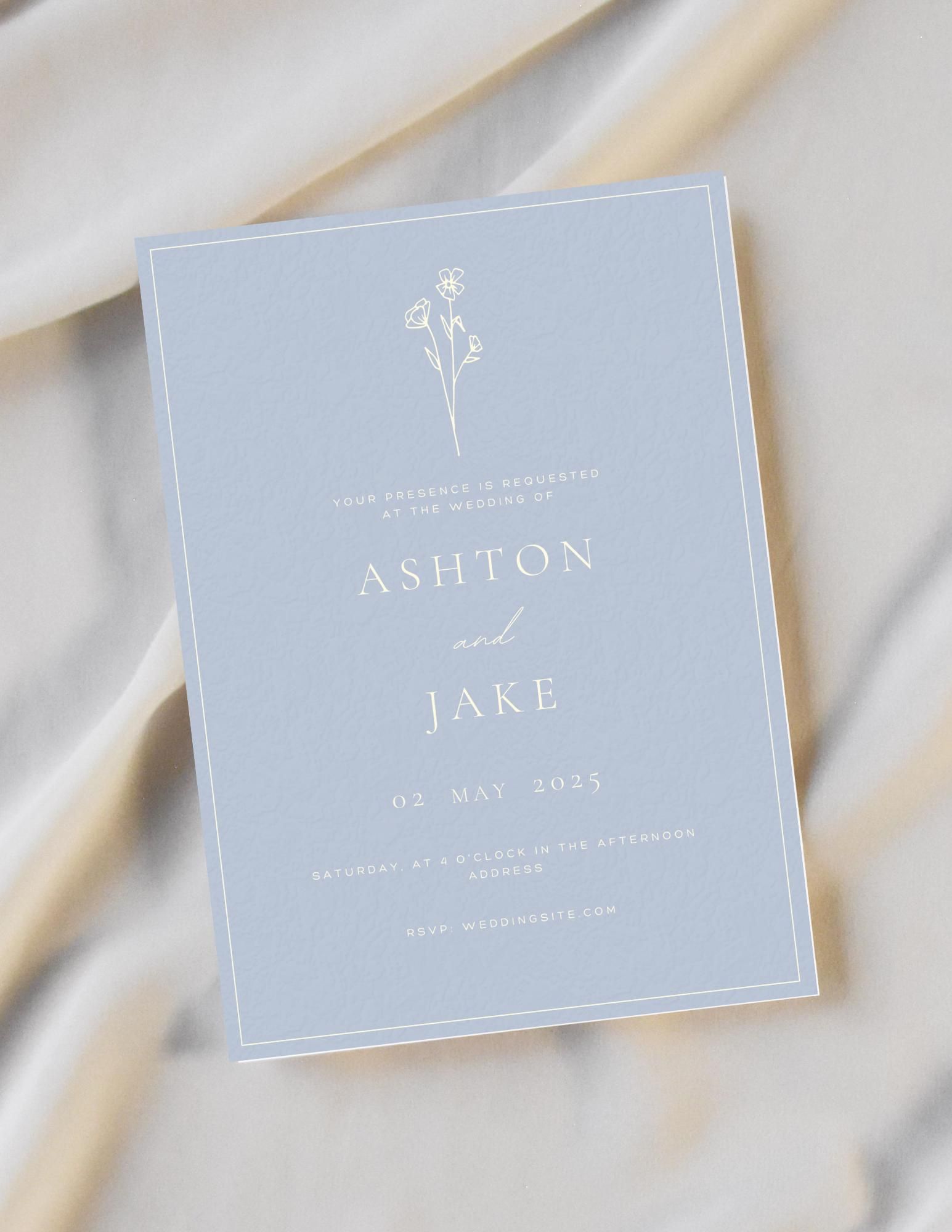 Modèle modifiable d’invitation de mariage minimaliste — Canva (téléchargement numérique)