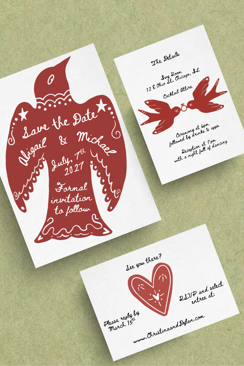 Whimsical Bird Stationery, Printable Wedding Template