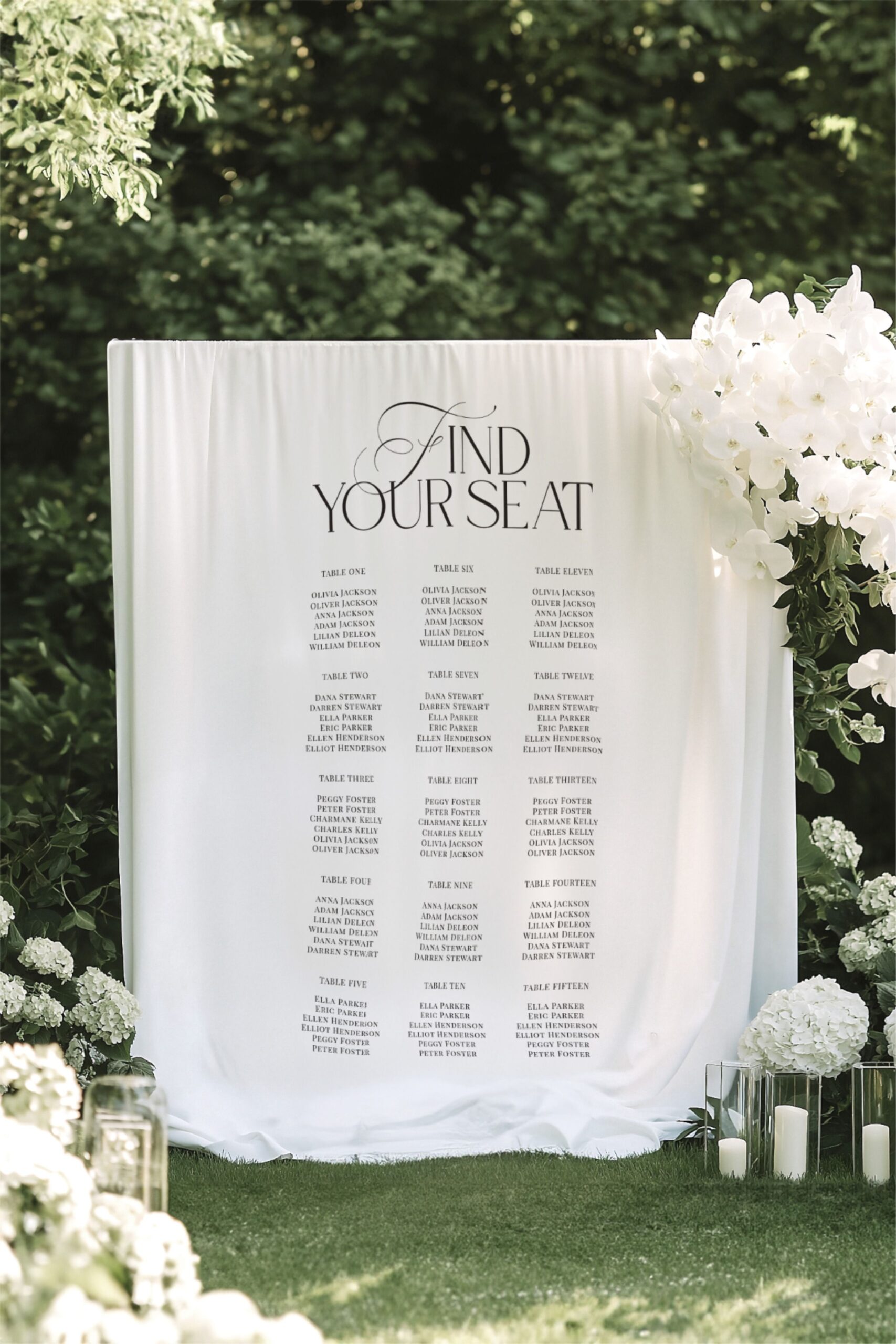 Elegant Wedding Seating Chart | Find Your Seat Sign | Editable Template Backdrop