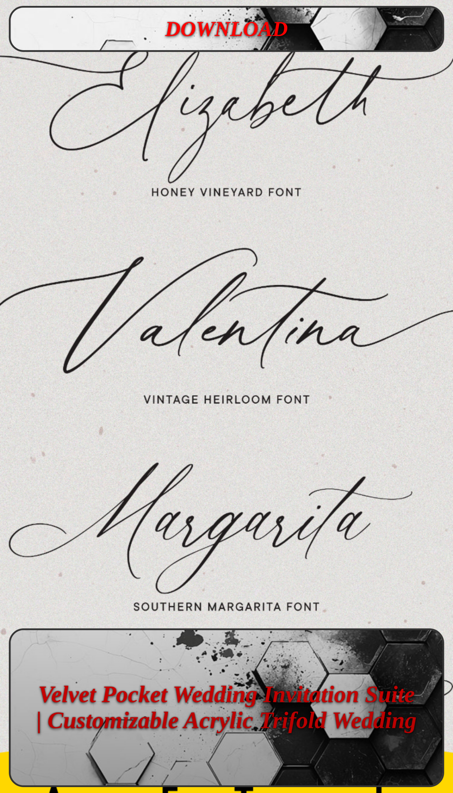 Velvet Pocket Wedding Invitation Suite | Customizable Acrylic Trifold Wedding