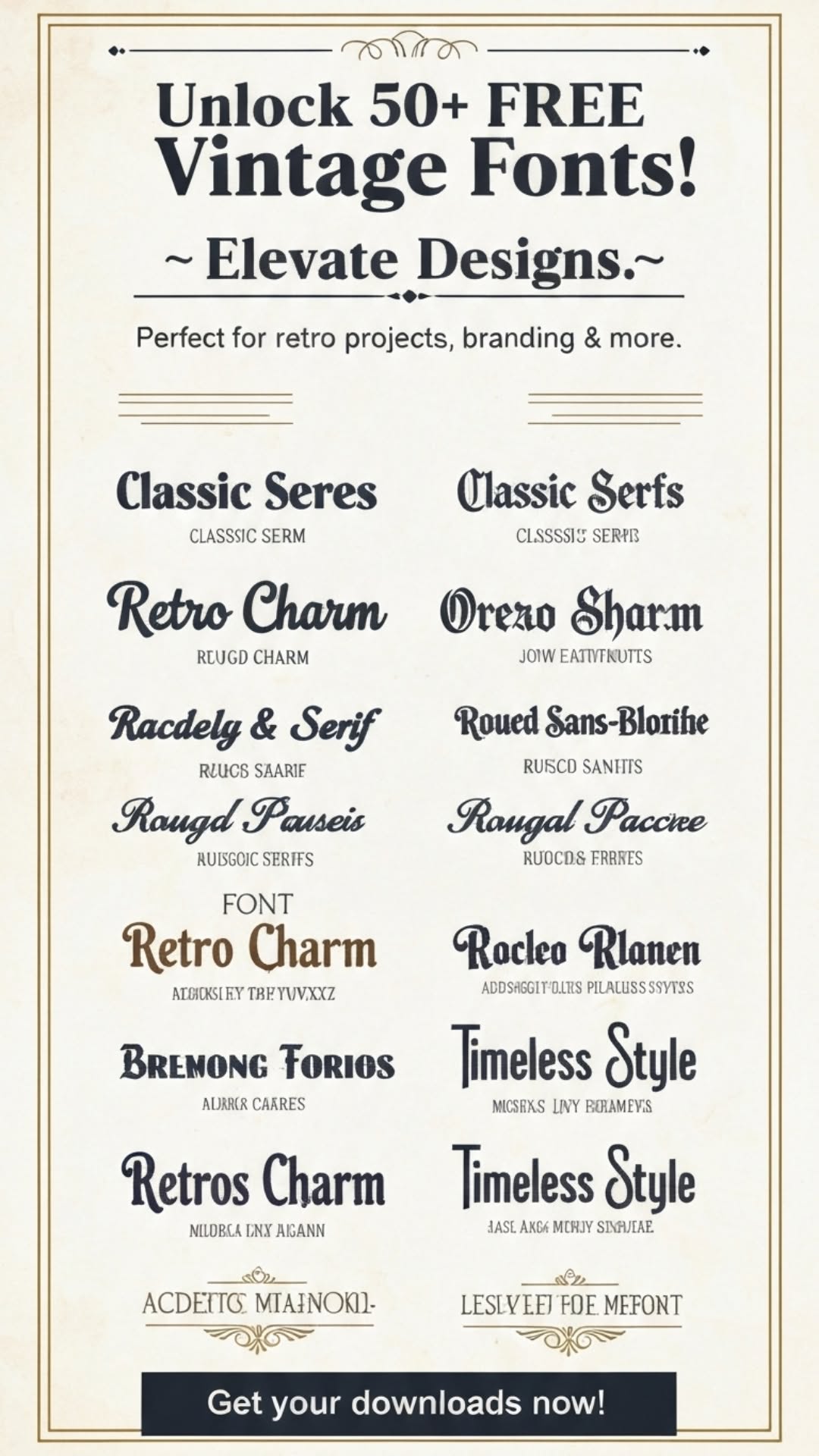 Unlock 50+ FREE Vintage Fonts! ✨ Elevate Your Designs.