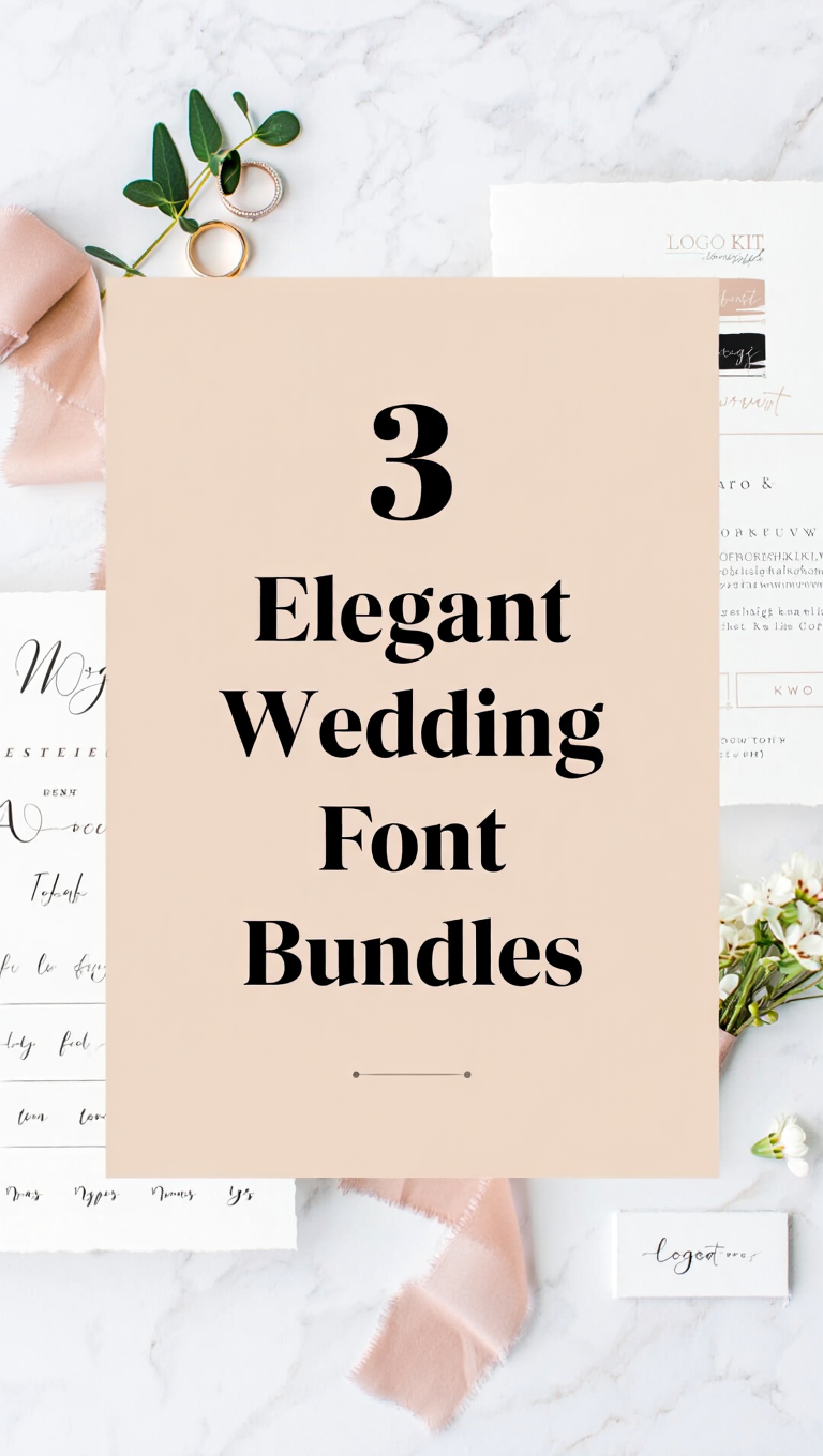 3 Elegant Wedding Font Bundles: Serif, Script & Logo Kits
