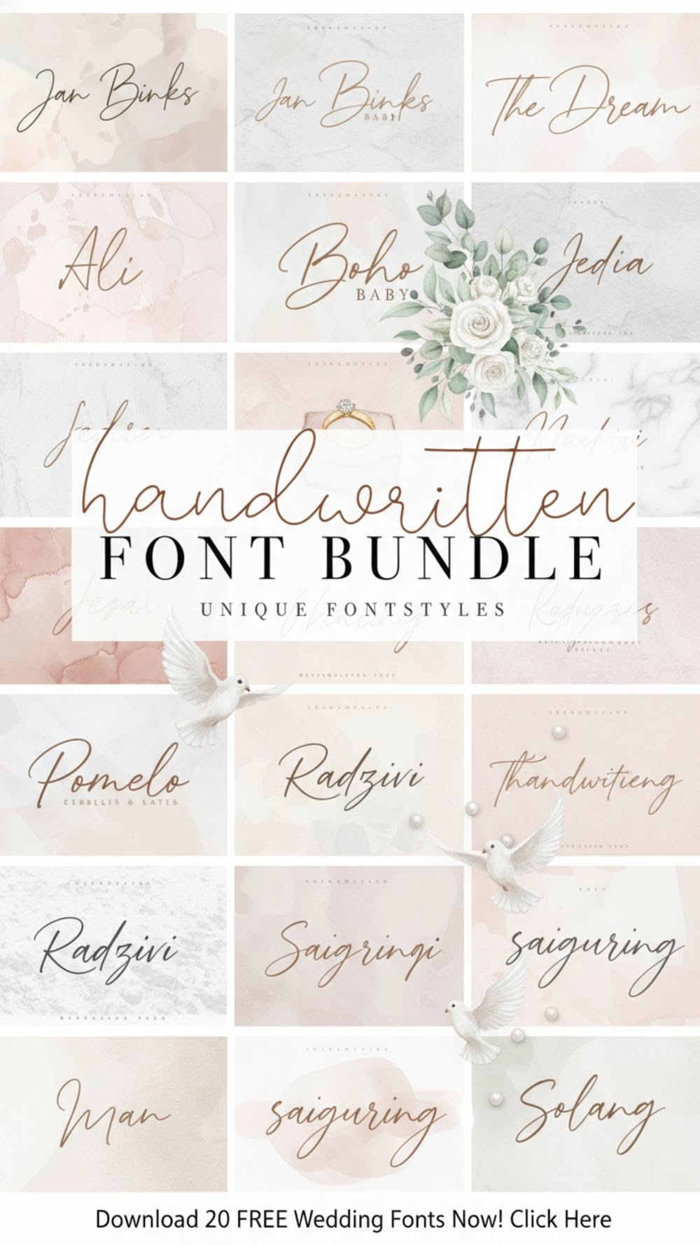 Script Font Bundle — Download 20 Free Wedding Fonts.