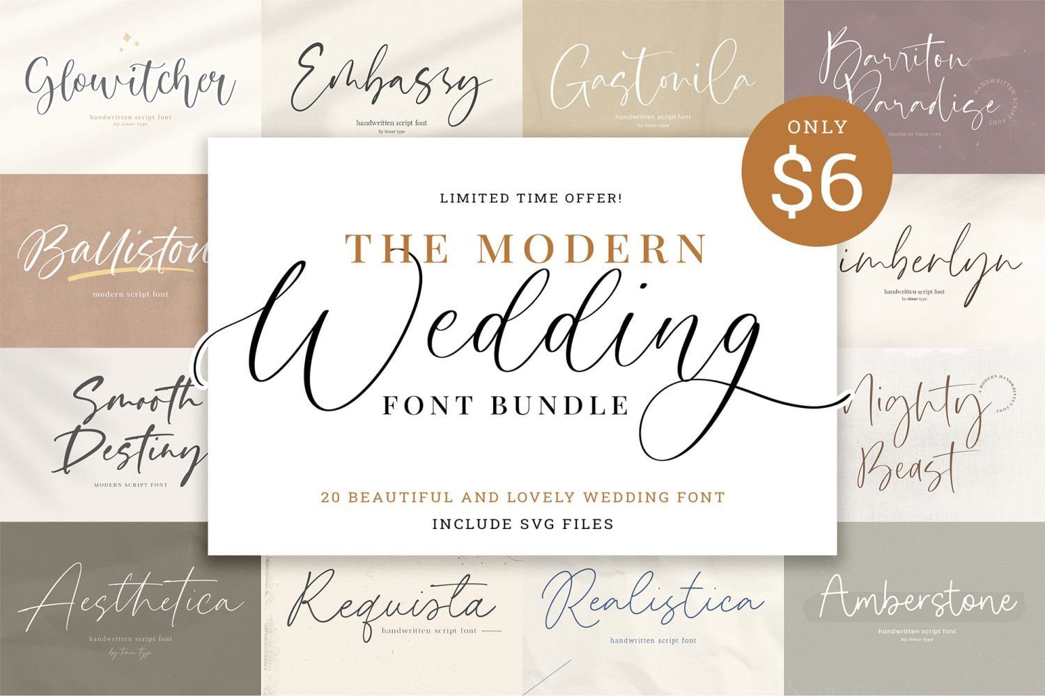 Wedding Font Bundle: Calligraphy, Cricut & Canva Fonts (Commercial Use)