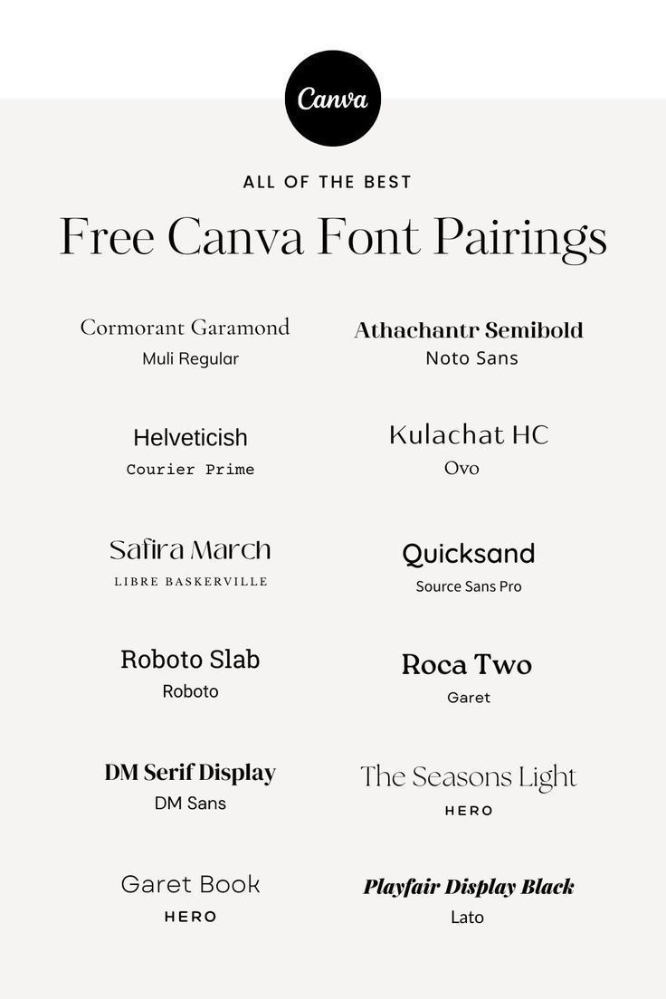 The Best Free Canva Font Combos to Uplevel Your Brand | Serif fonts, Font