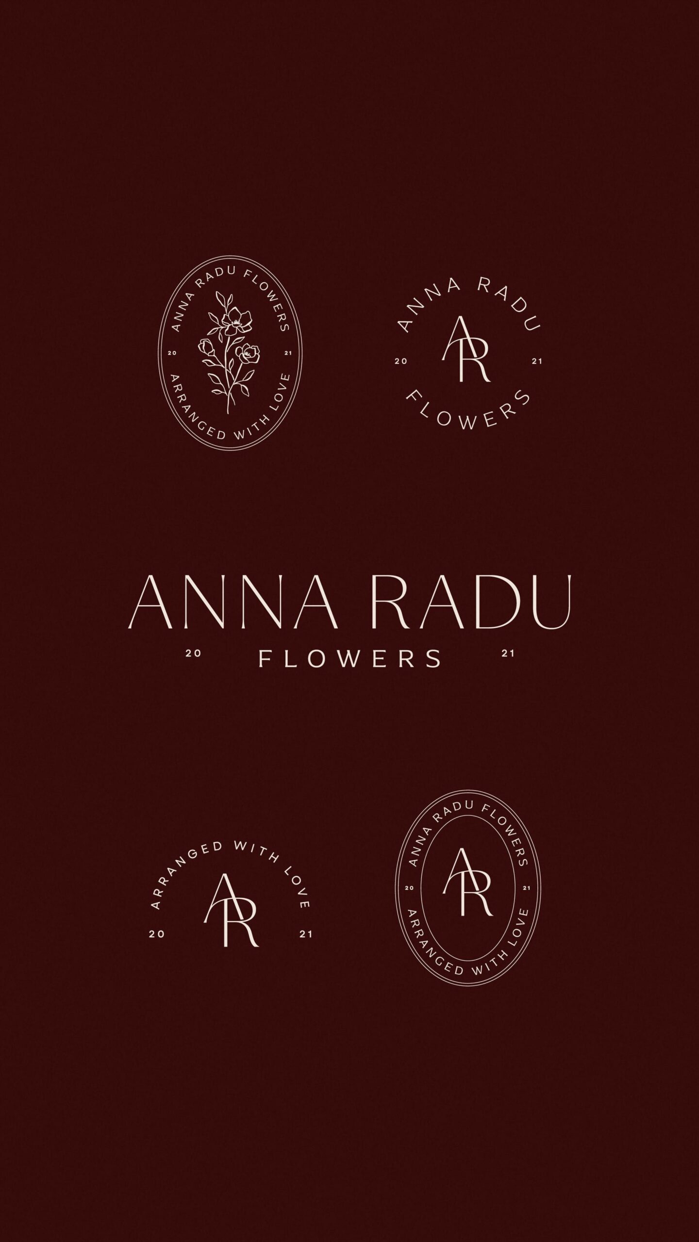 Sweet, romantic logo designs for a floral business. Anna Radu Flowers