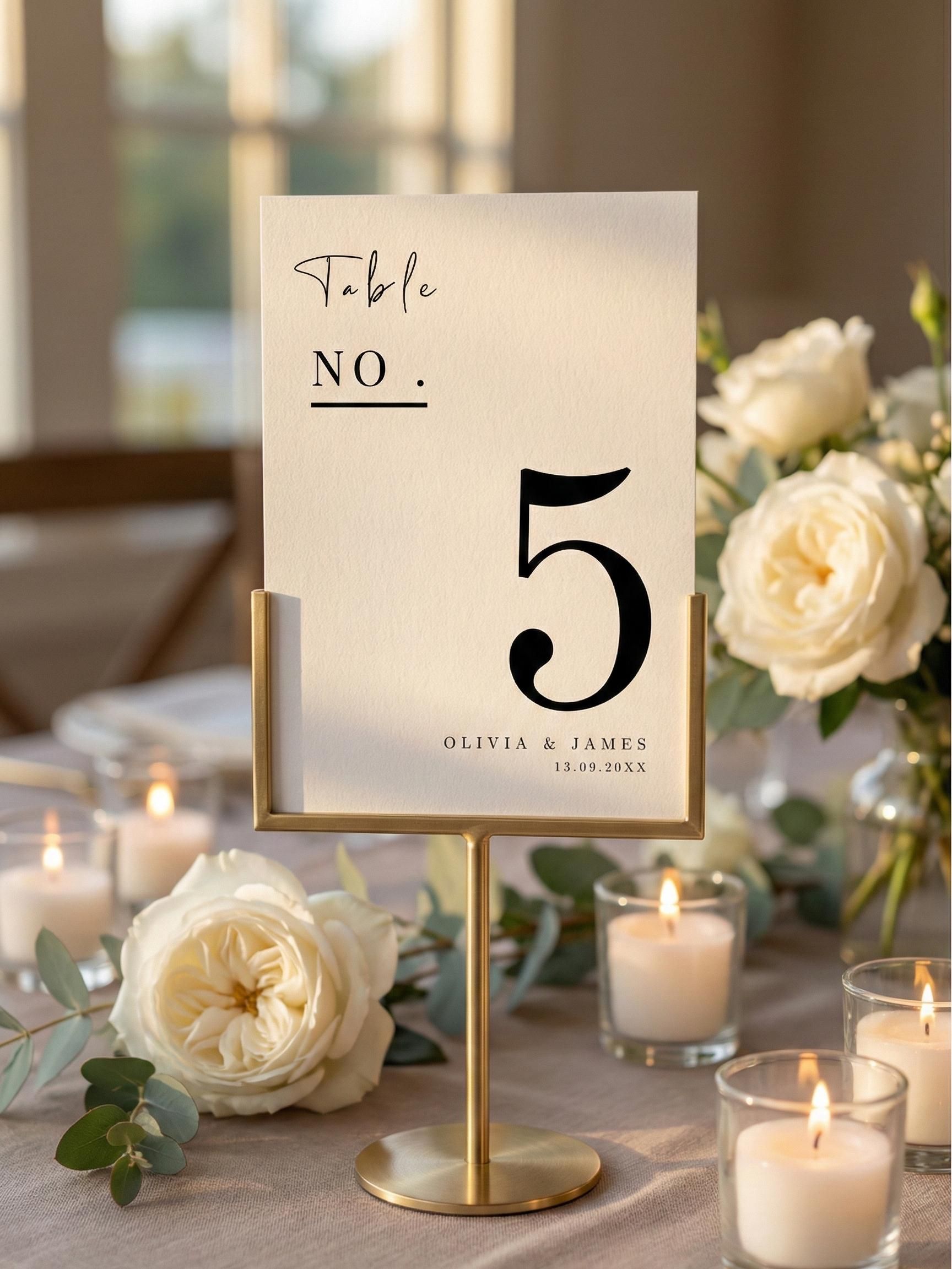 Modèle de numéro de Table de mariage minimaliste, calligraphie moderne (téléchargement sur toile modifiable)