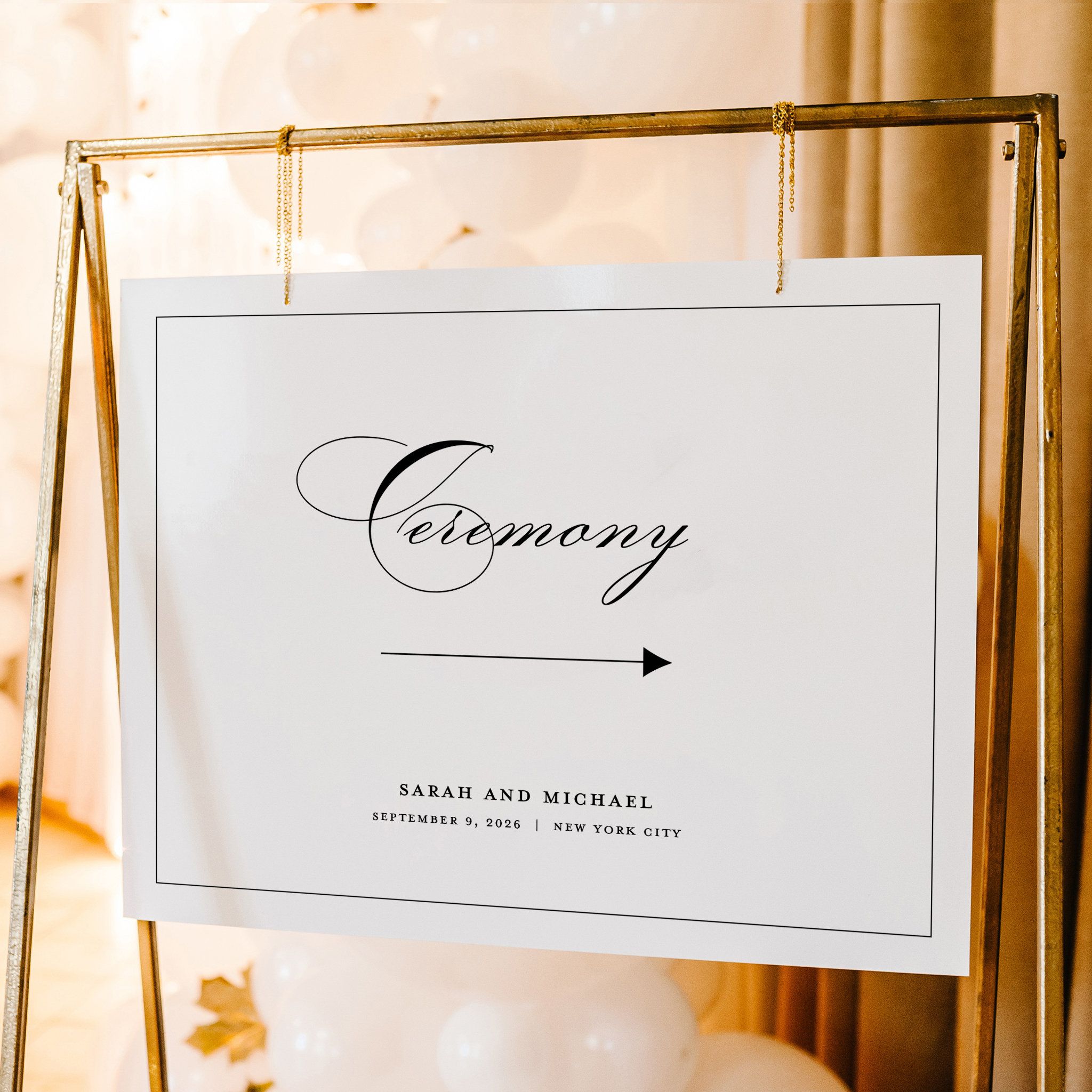 Elegant Ceremony Sign, Our Ceremony This Way Sign, Traditional Calligraphy Wedding Ceremony Printable, Directions Arrow Poster, SN1050_C — Etsy