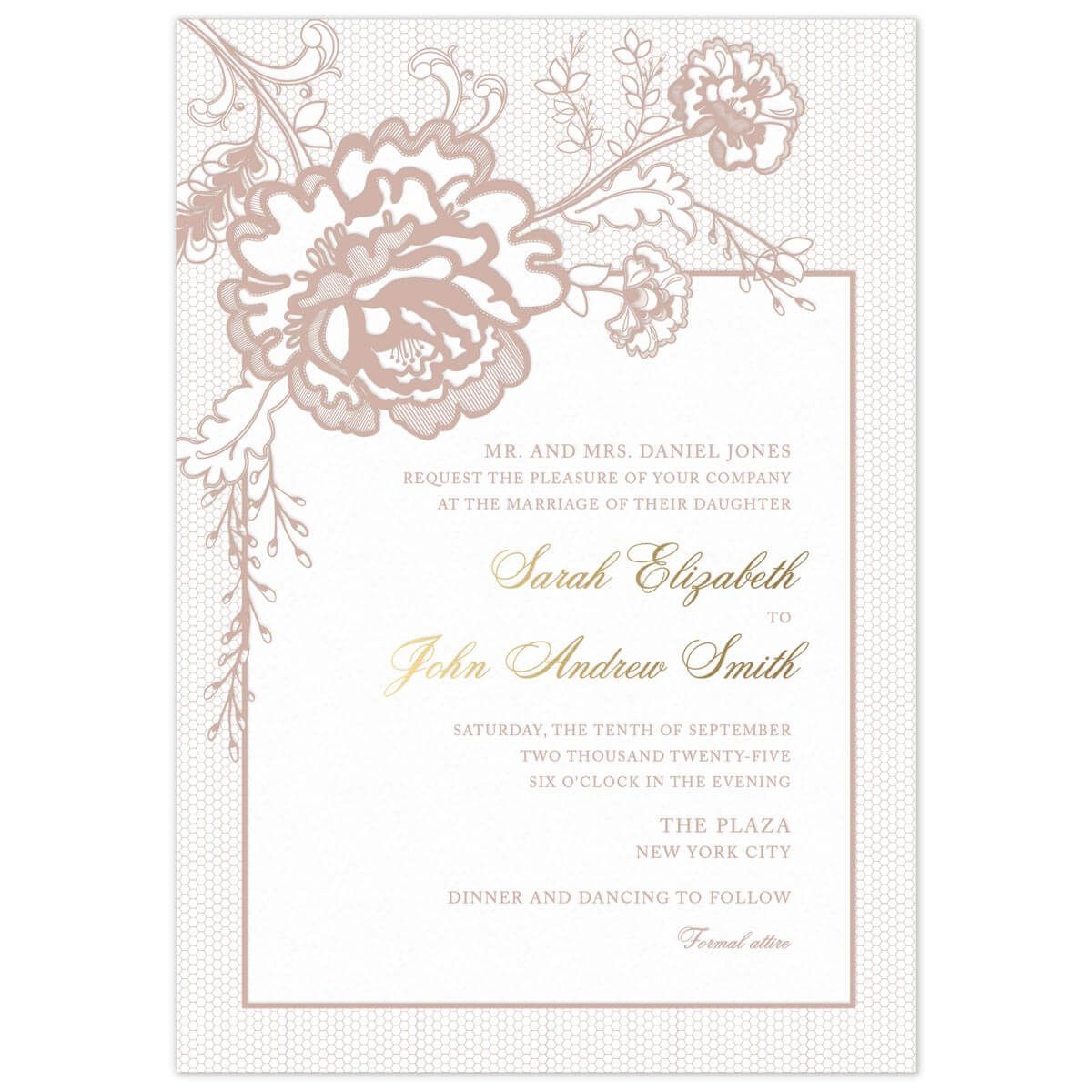 Margaret Invitation — 2 Color Letterpress & 1 Color Foil (names only) / 4 Ply Luxe
