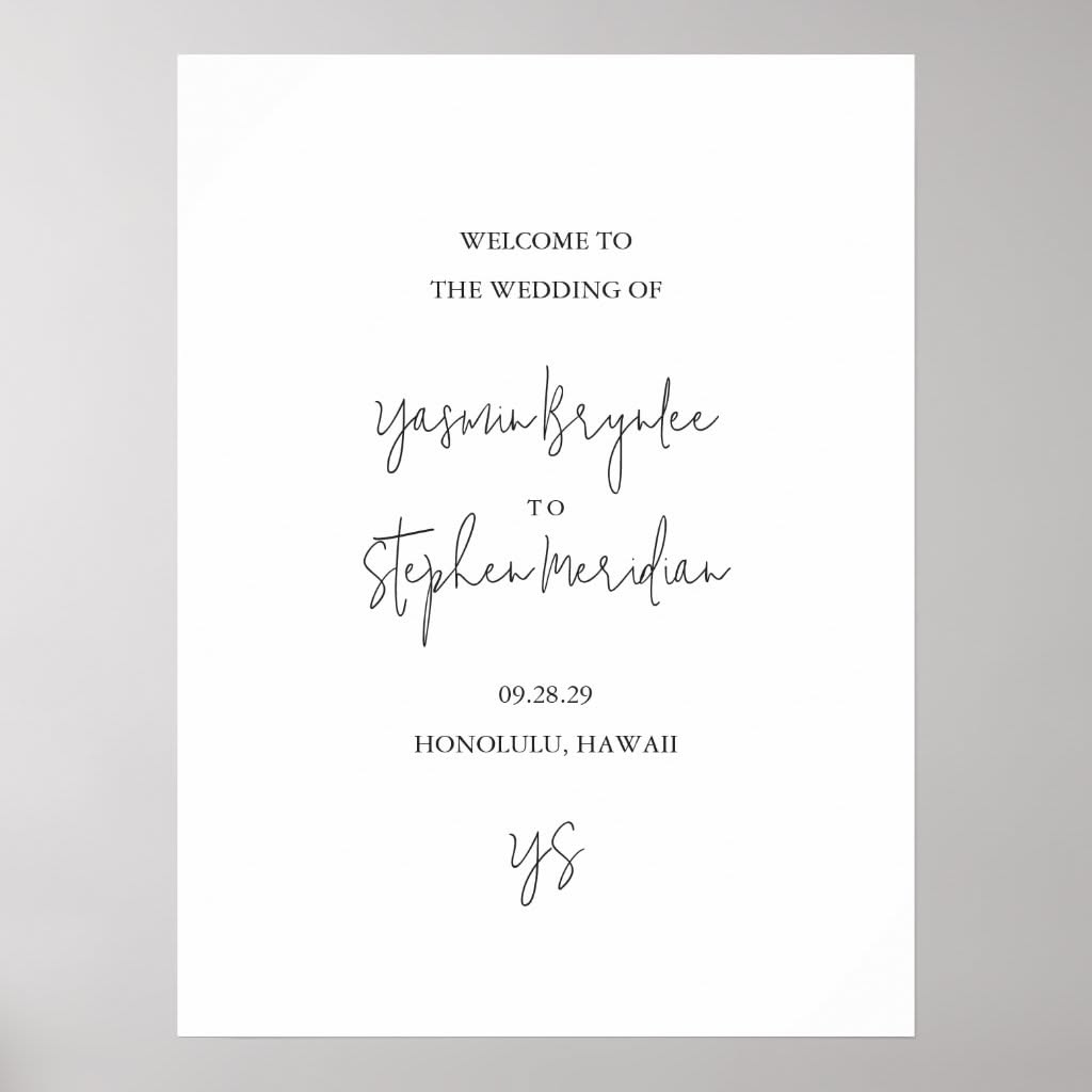 Modern Black and White Chic Wedding Poster | Zazzle