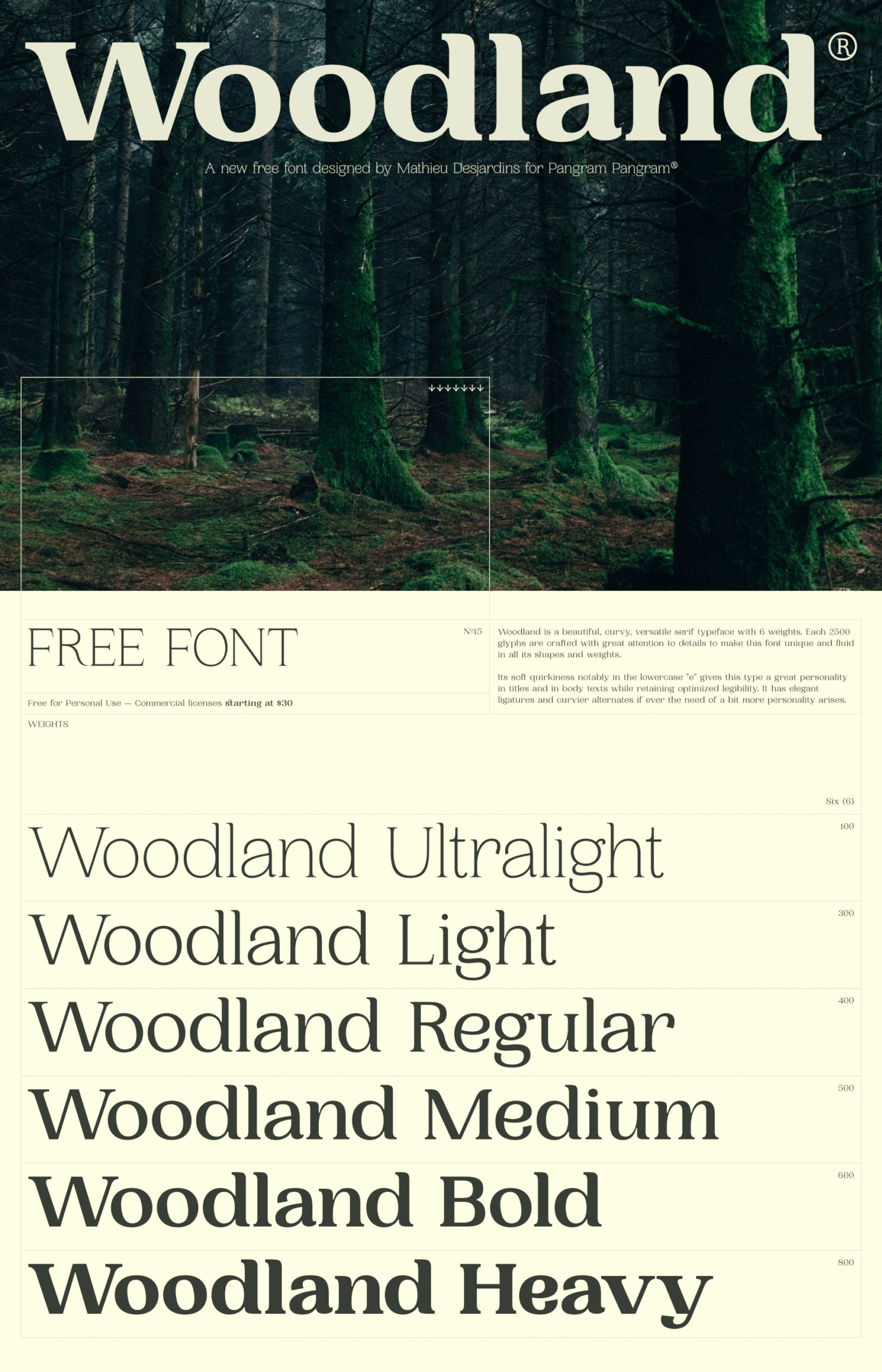 Woodland — Free Serif Font — Pangram Pangram®