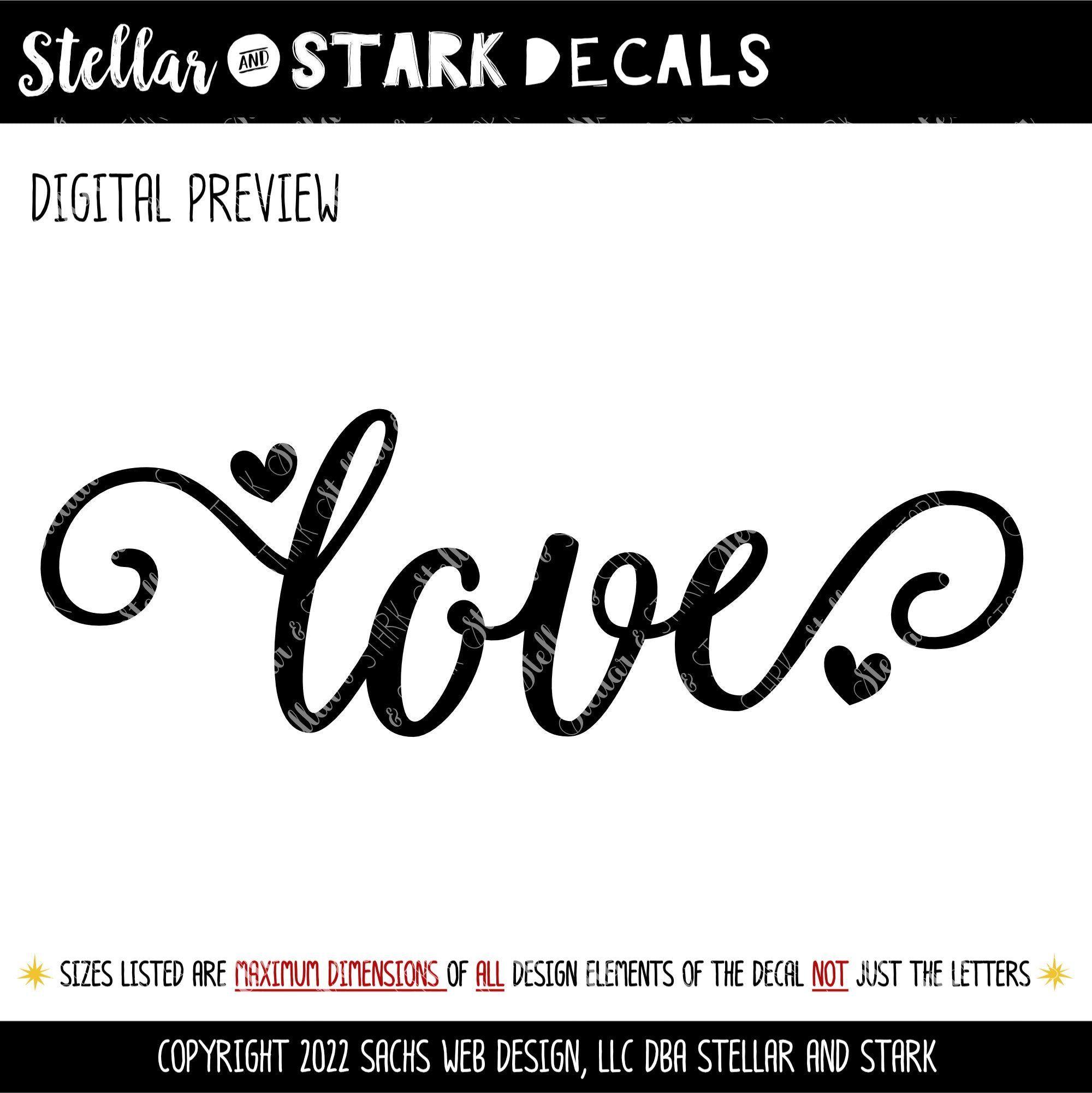 Cursive Love Heart Vinyl Decal/Sticker — 9h x 27.00w Inches