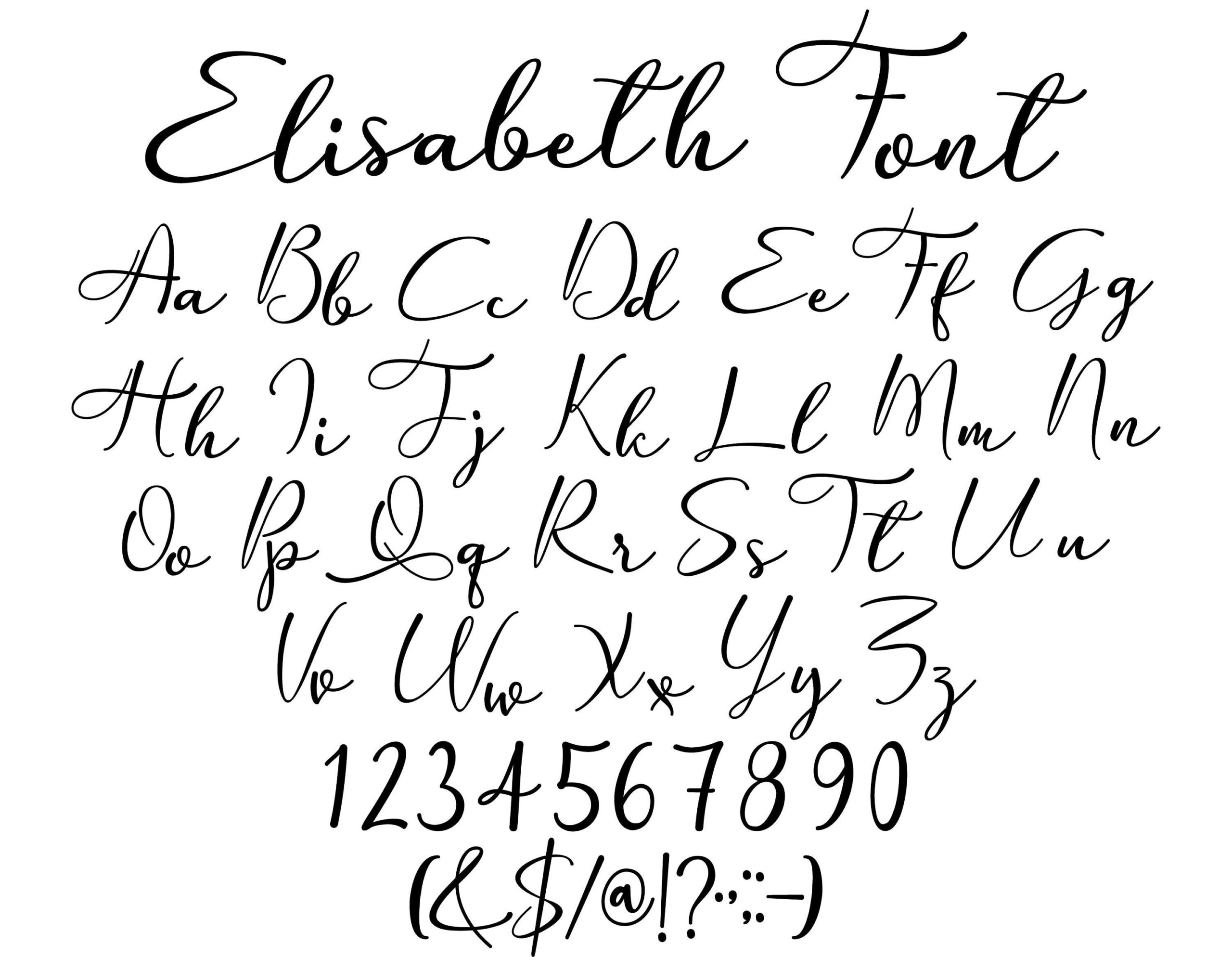 Elizabeth Script Font SVG : police manuscrite cursive (téléchargement numérique)