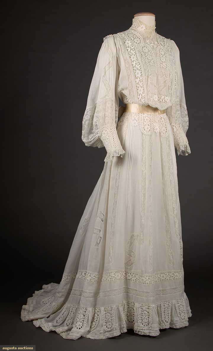Augusta Auctions — TWO WHITE TEA GOWNS, 1900-1910