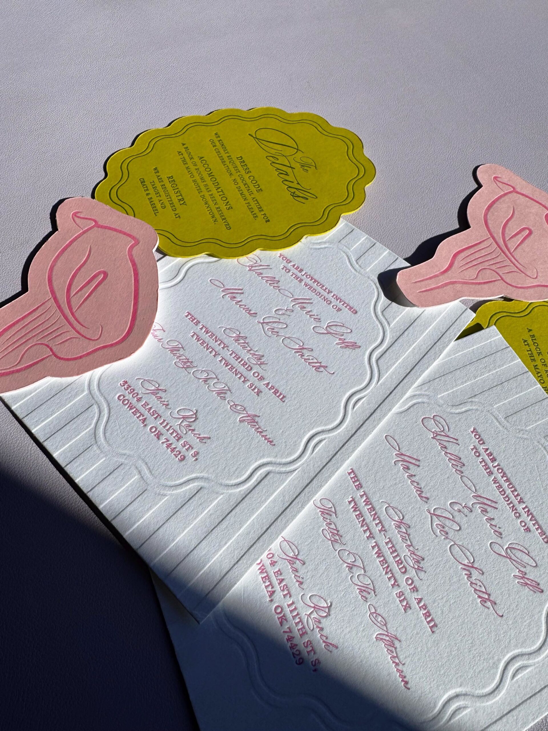 Luxury Letterpress Wedding Invitation Suite | Calla Lily Design | Blind Embossed | Floral Wedding Stationary