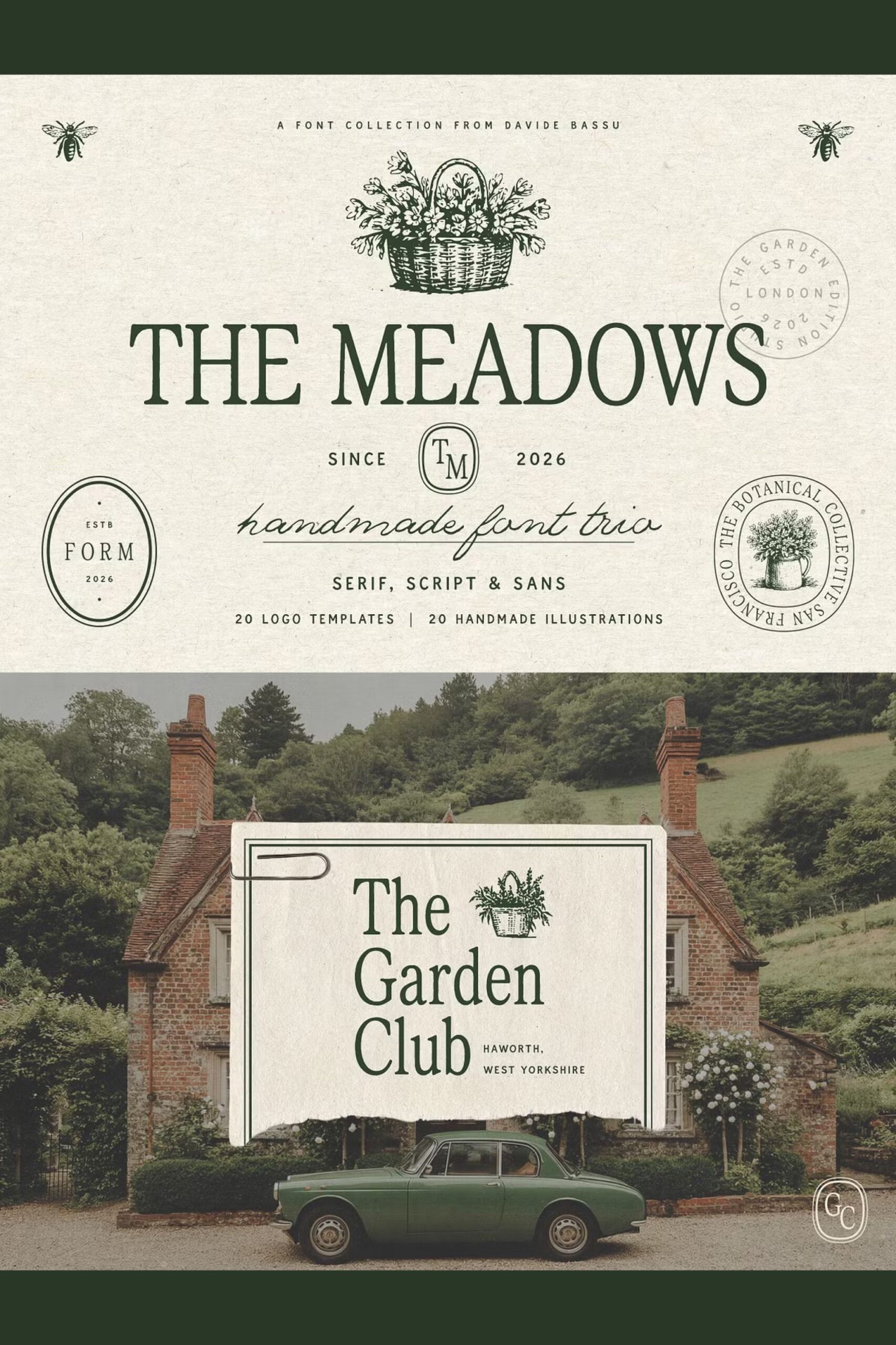 The Meadows – Vintage Display Font Trio for Retro Typography & 90s Graphic Design