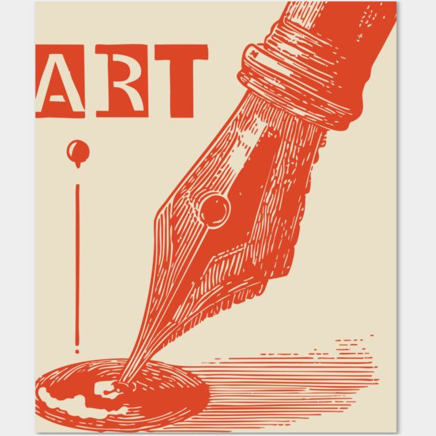 Vintage Fountain Pen For Writers Dark Academia Art Poster