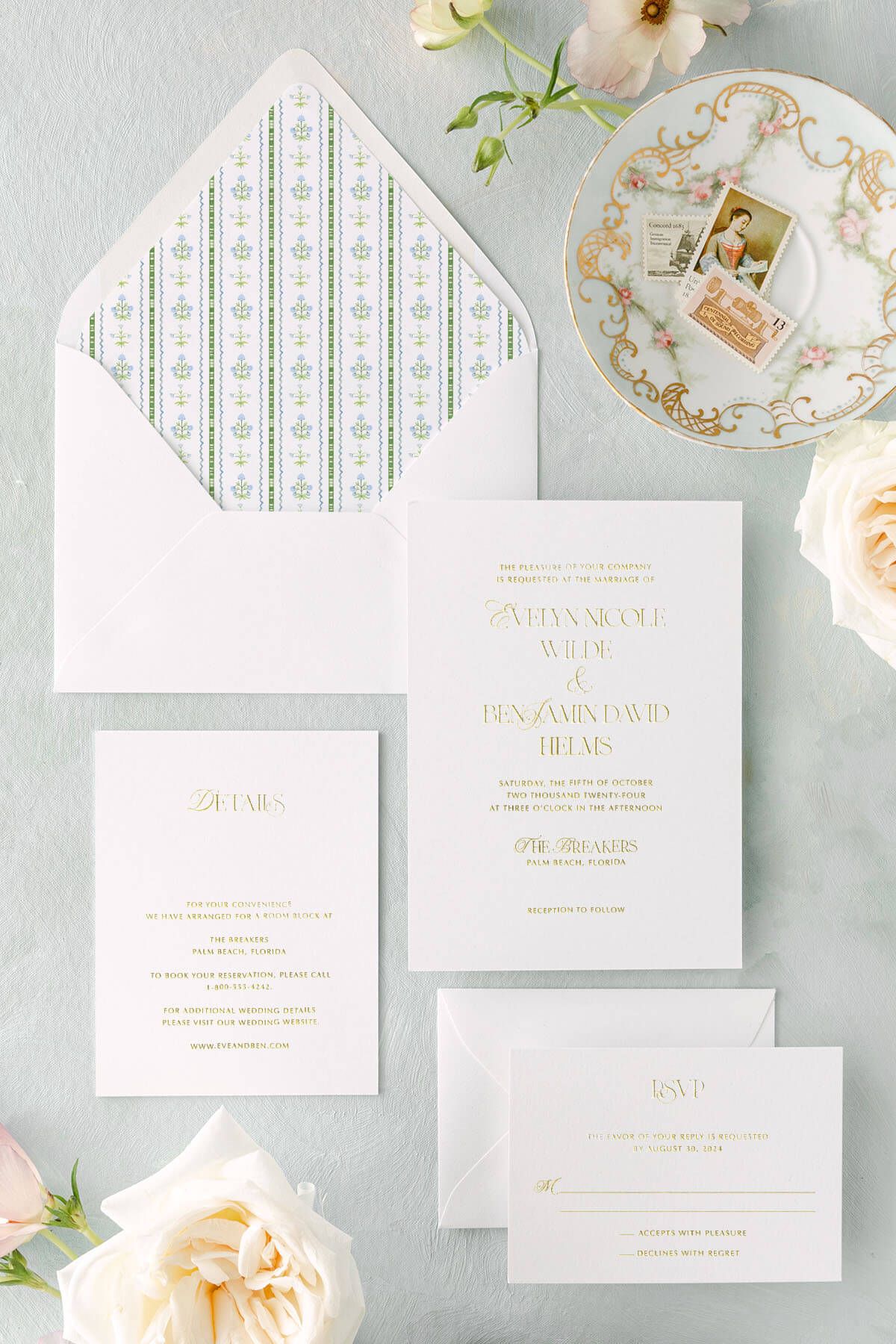 Foil Wedding Invitations | The Evelyn — 175 / Luxe / Letterpress