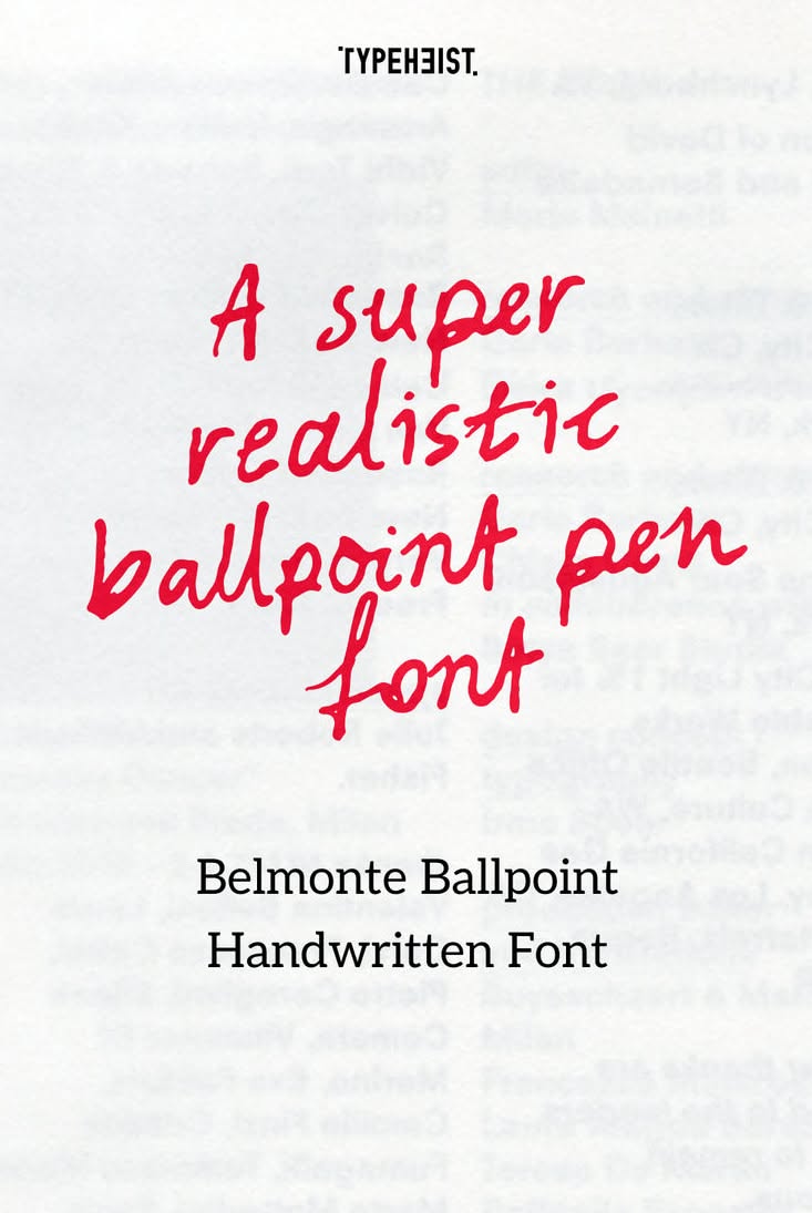 A super realistic ballpoint pen font